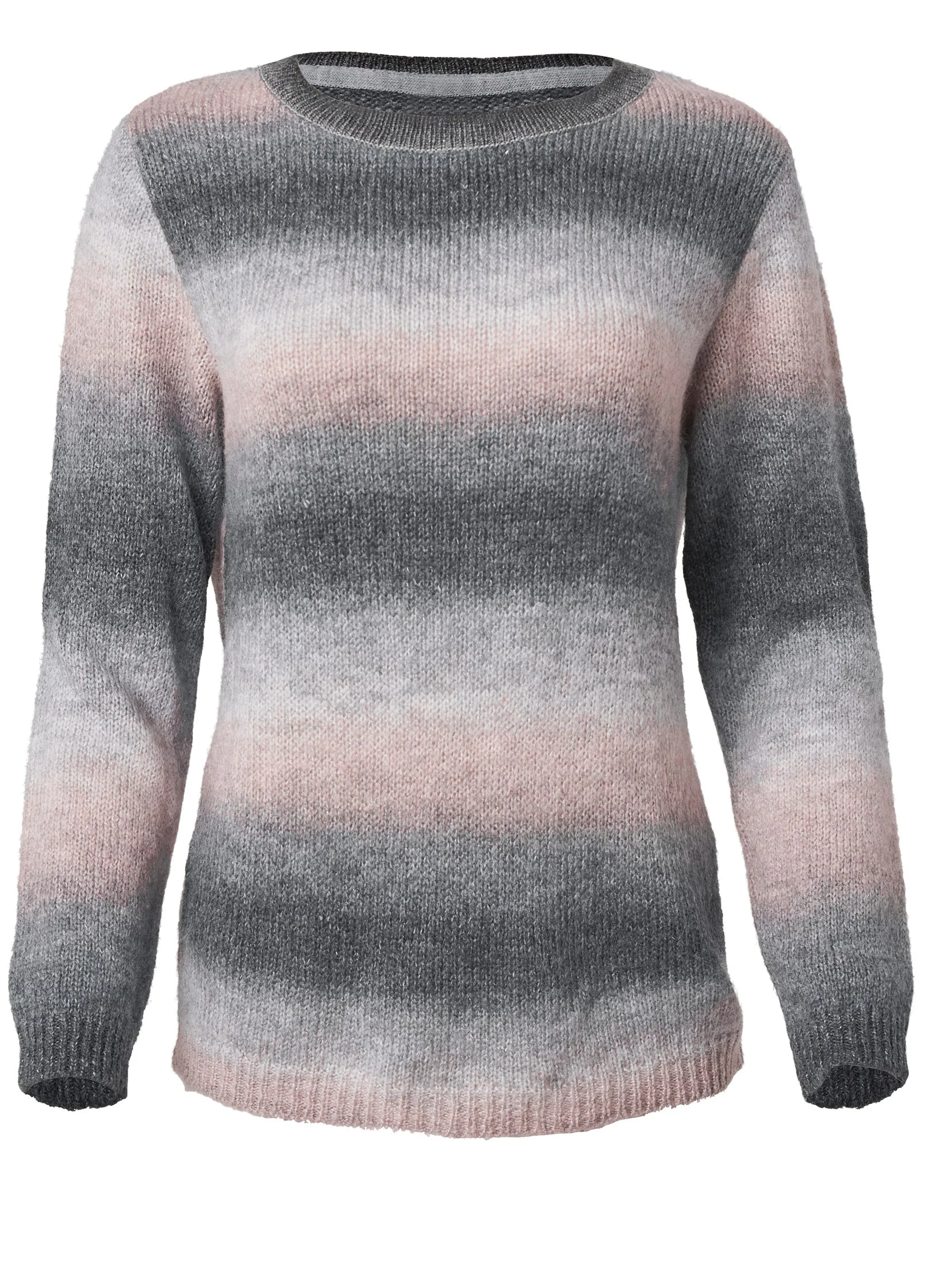 Ombre Stripe Sweater - Pink & Black - Image 5