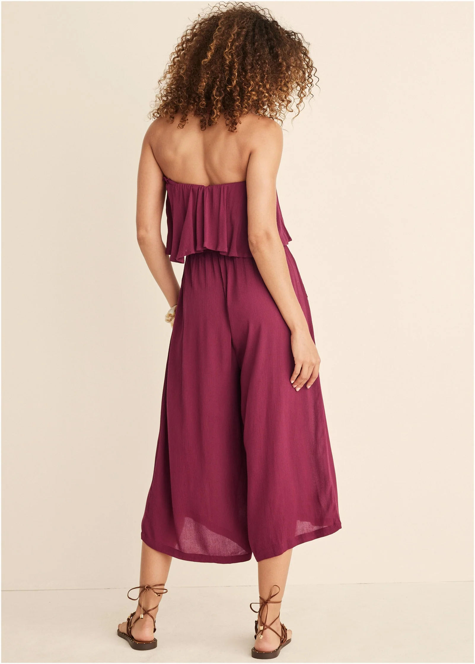 Strapless Ruffle Jumpsuit - Mauve - Image 2