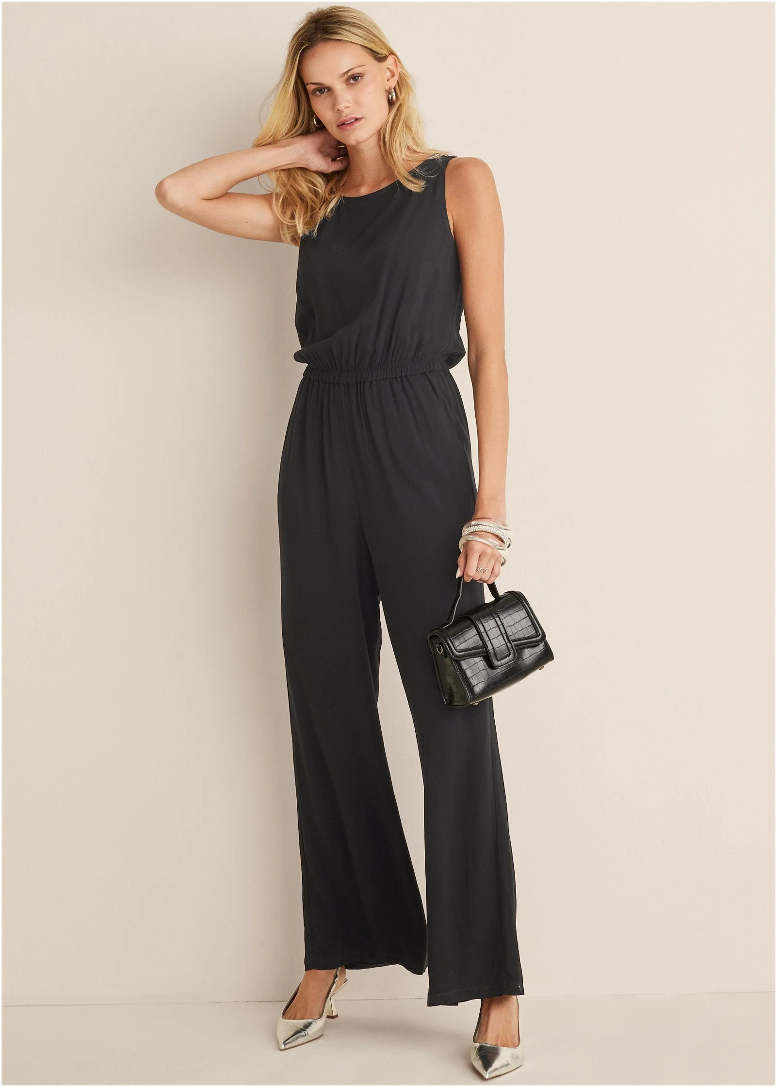 Sleeveless Jumpsuit - Black - Image 2