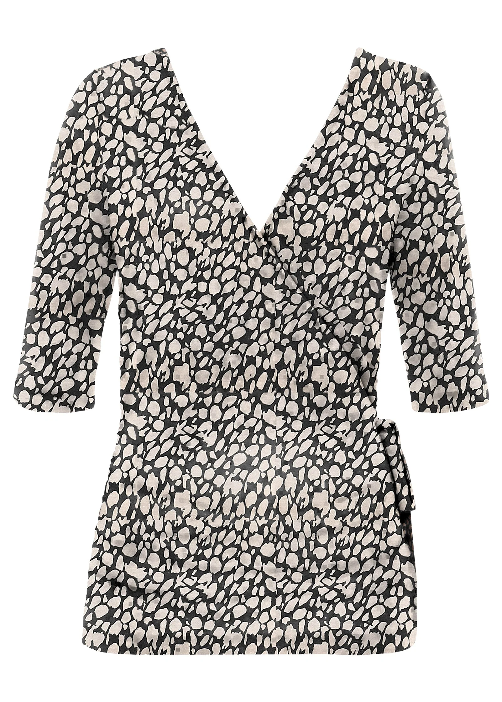 Faux Wrap Top - Black & Beige - Image 3