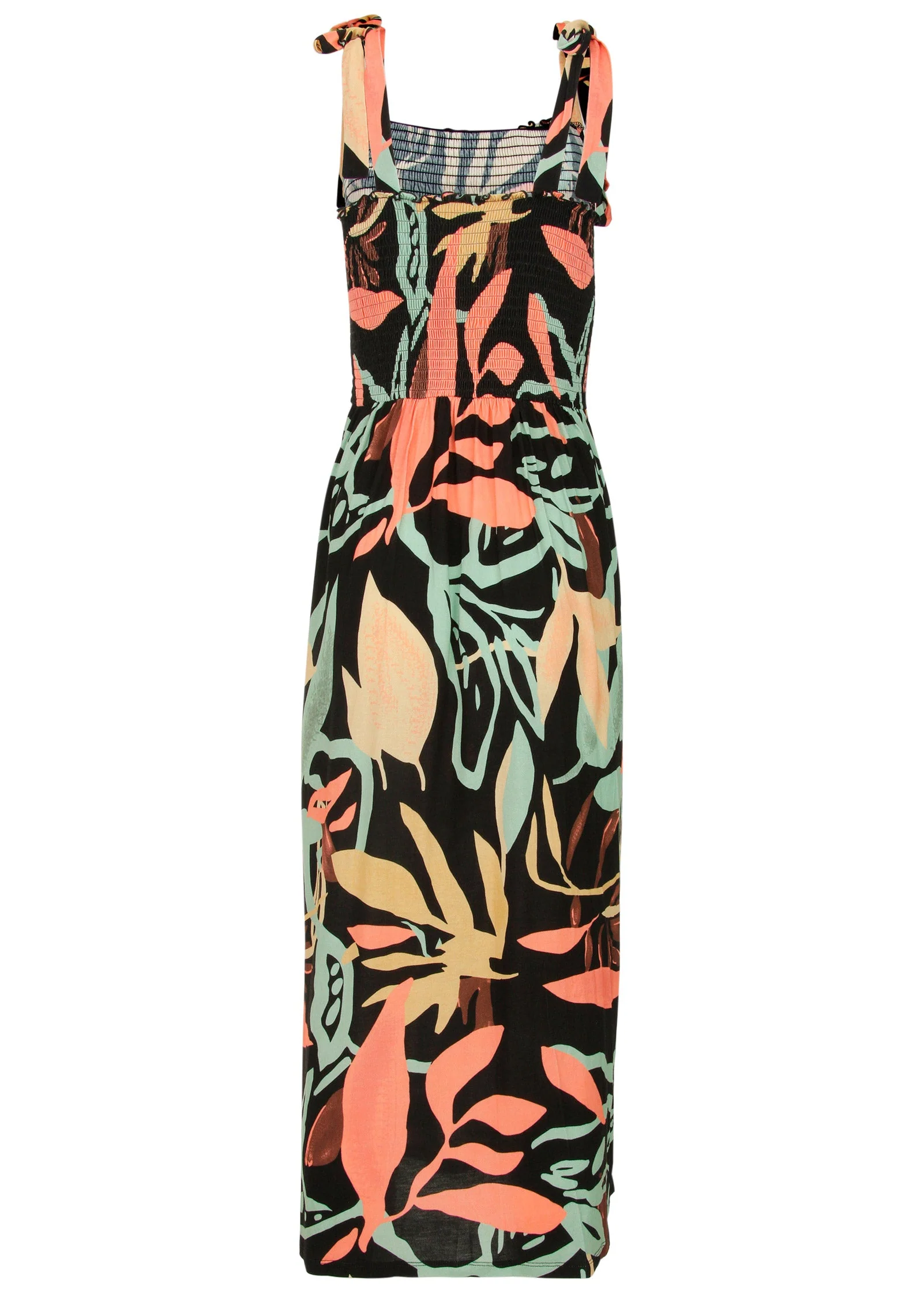 Smocked Maxi Dress - Black Multi - Image 4