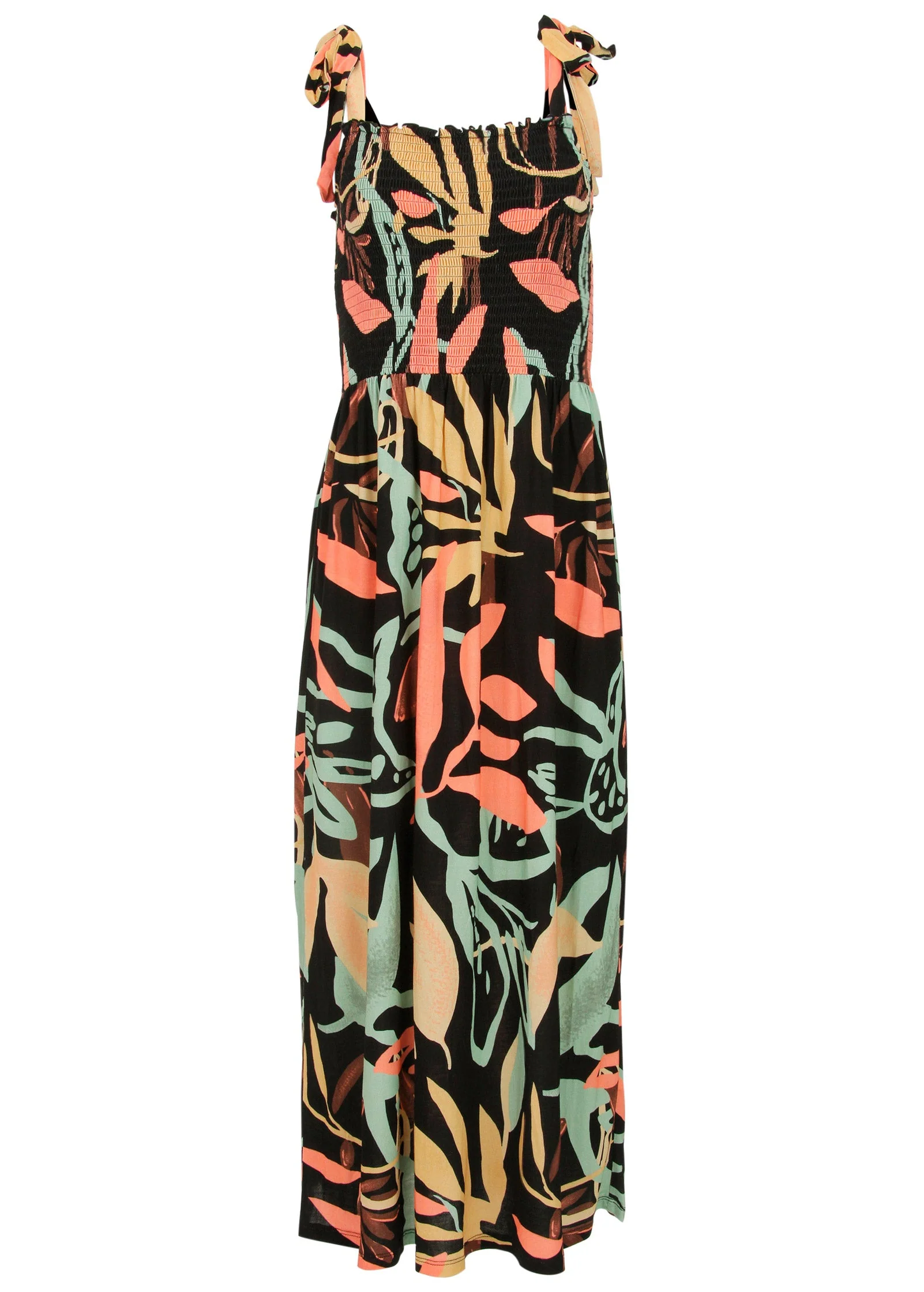 Smocked Maxi Dress - Black Multi - Image 5