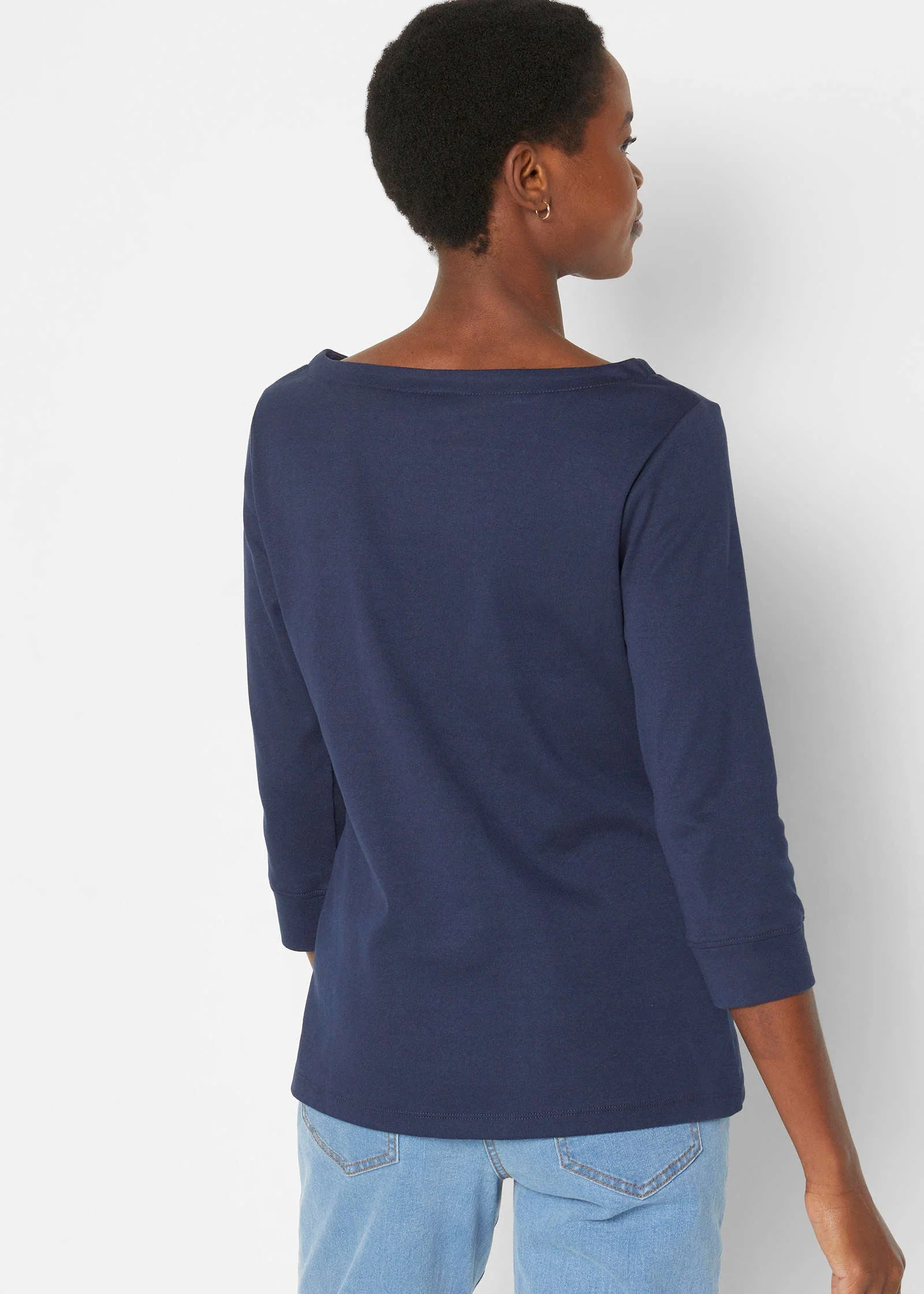 Boat Neck Top - Dark Blue - Image 3