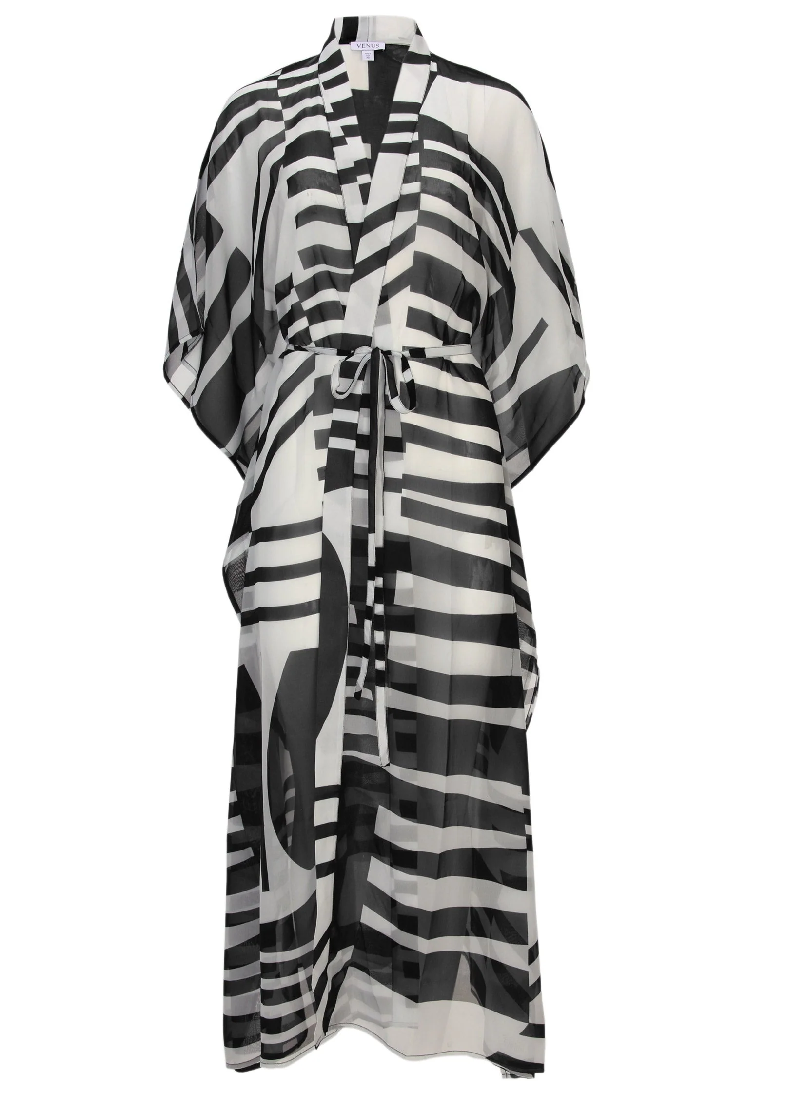 Front Tie Kimono Cover-Up - Modern Abstract - Image 3