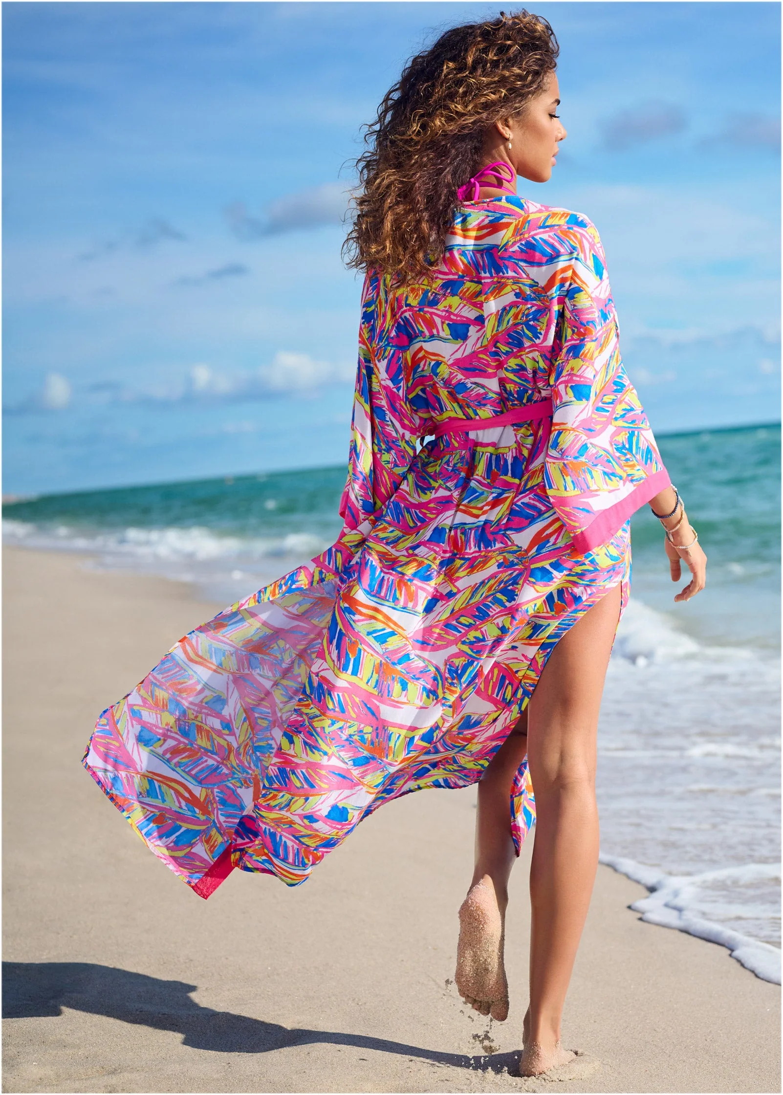 Midi Kimono Cover-Up - Bright Palm - Image 2