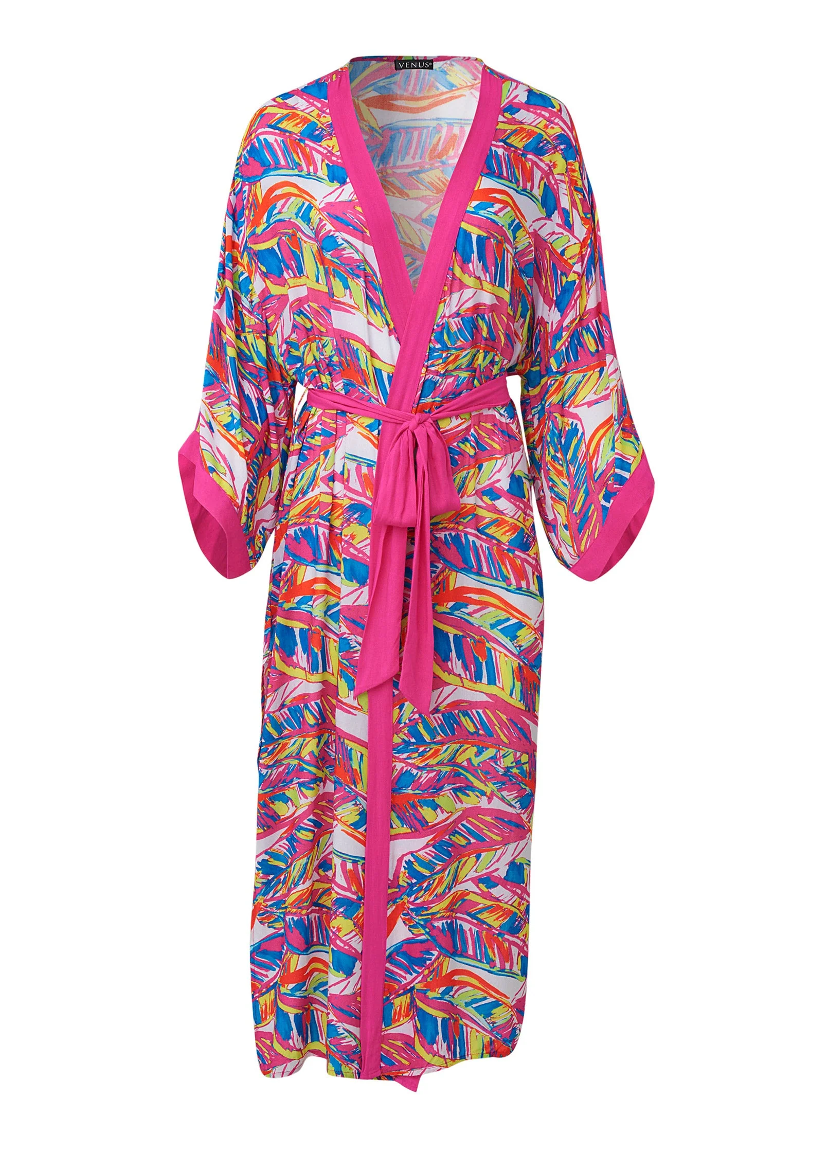 Midi Kimono Cover-Up - Bright Palm - Image 3