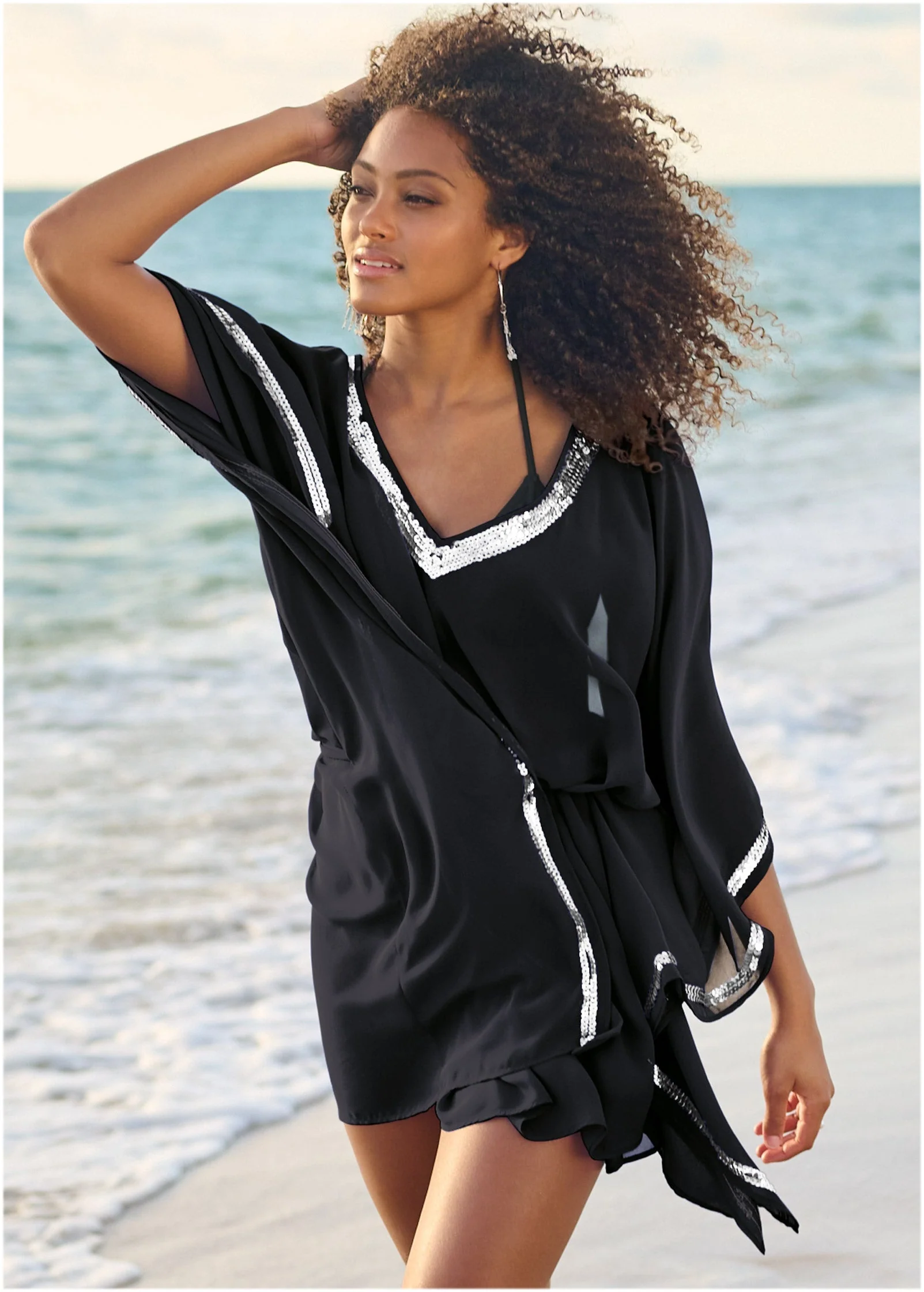 Sequin Tunic Cover-Up - Black Beauty