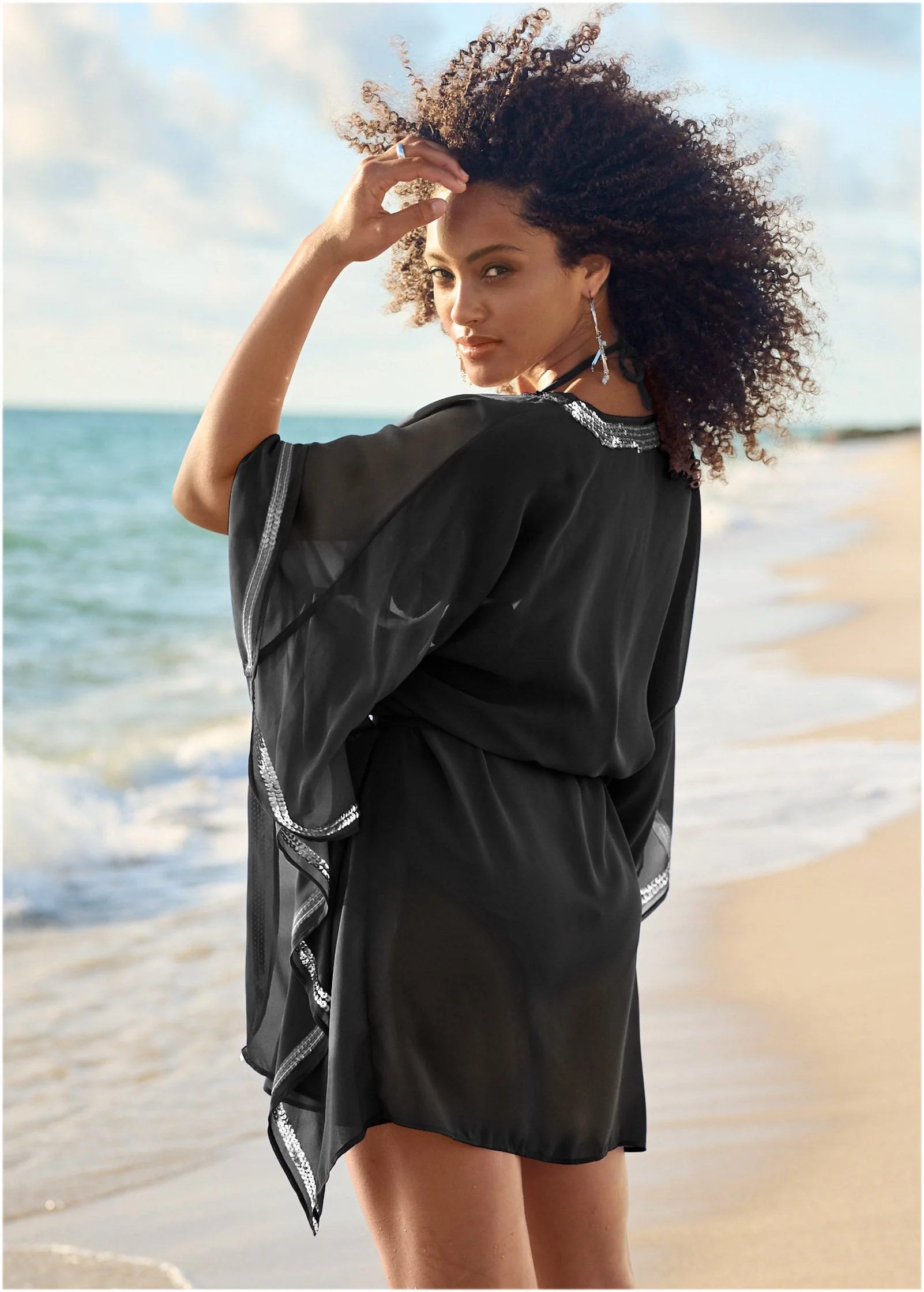 Sequin Tunic Cover-Up - Black Beauty - Image 2