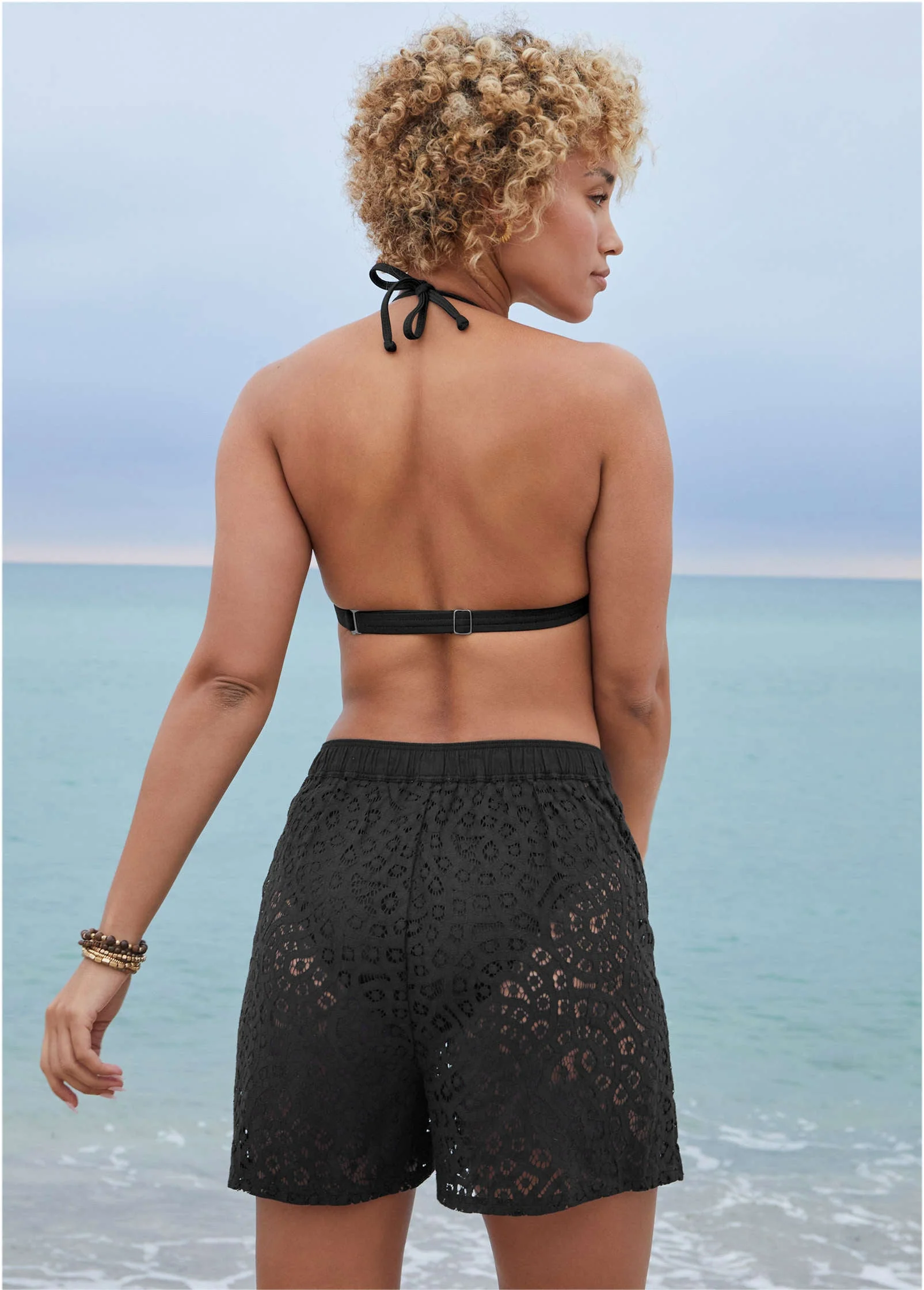 Lace Cover-Up Short - Jet Black - Image 3