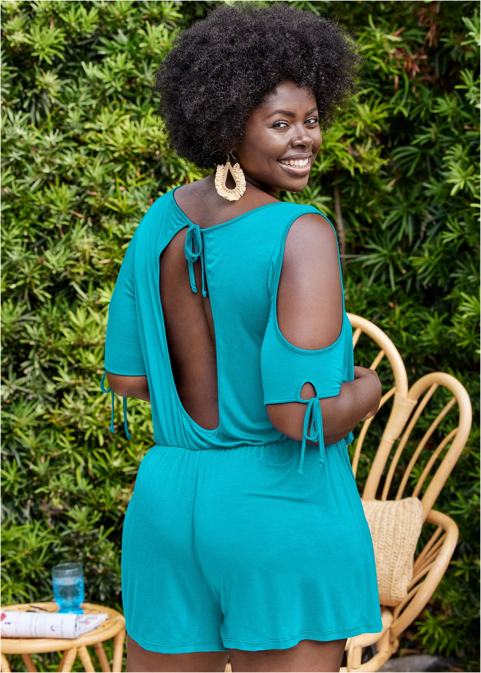 Cold Shoulder Romper - Aqua Reef - Image 5