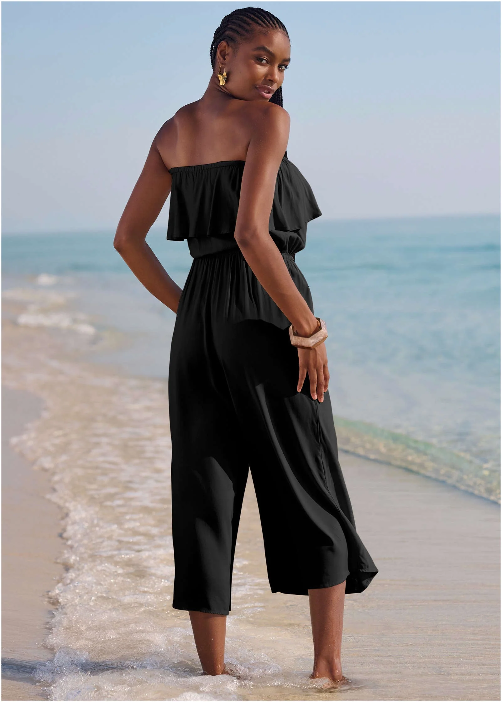 Strapless Jumpsuit Cover-Up - Black Beauty - Image 2