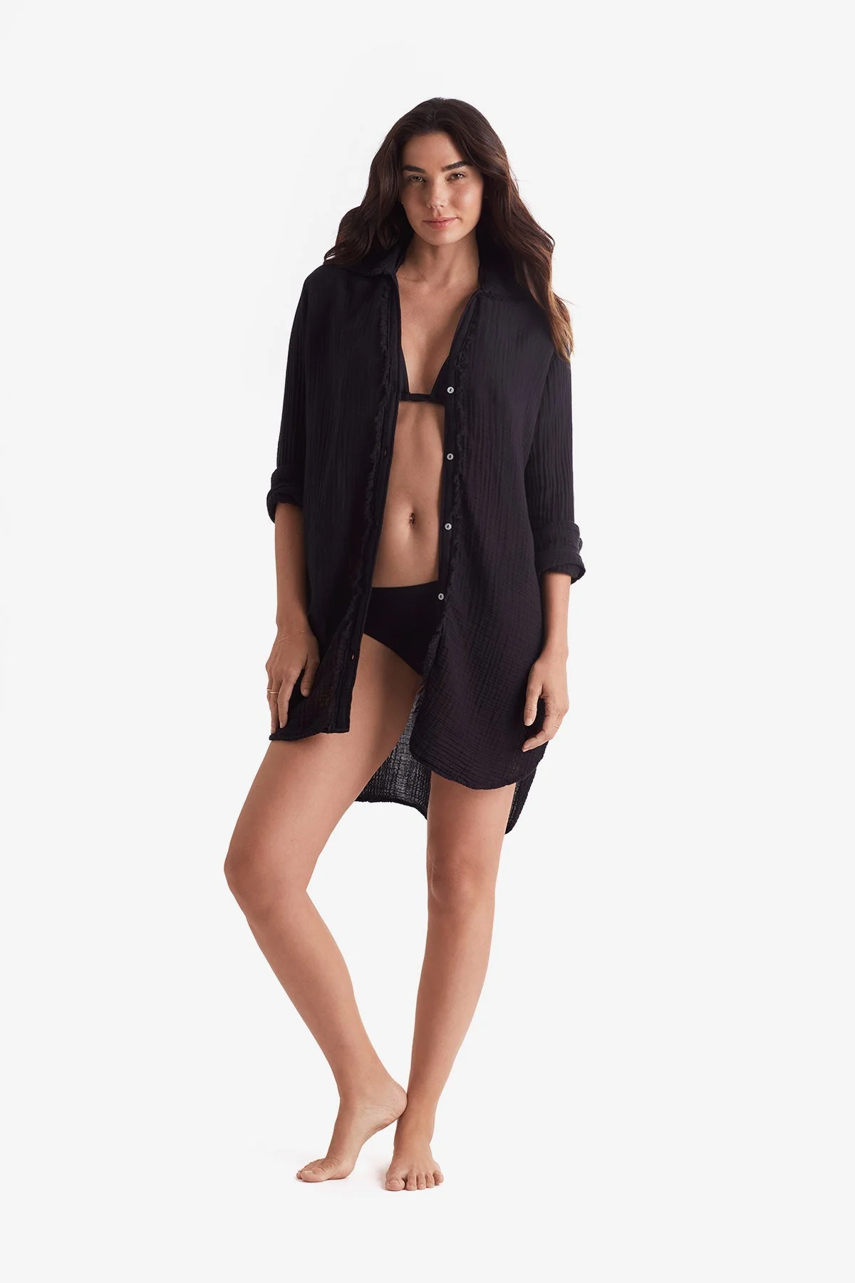 Laguna Fray Shirt - Black Bliss Gauze - Image 3