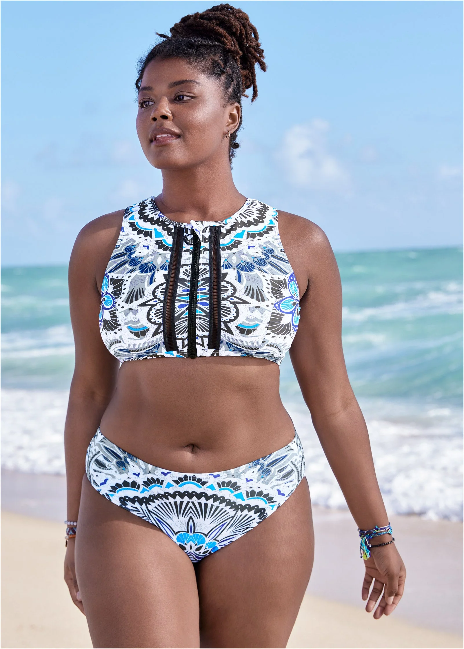 Lorelai High-Neck Zip Top - Calypso Bloom - Image 6