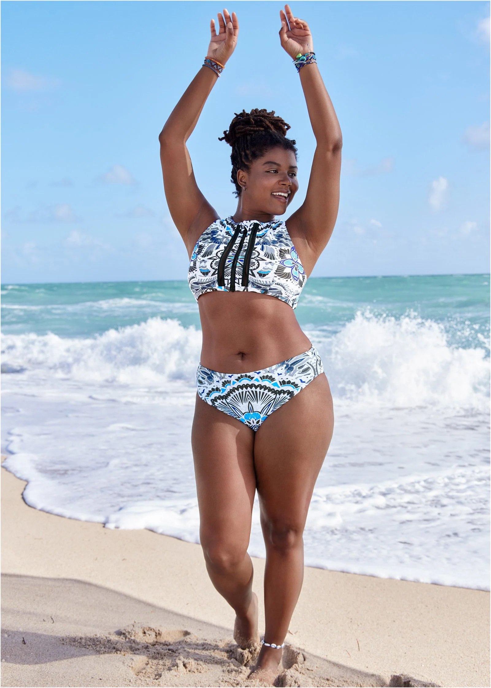 Lorelai High-Neck Zip Top - Calypso Bloom - Image 8