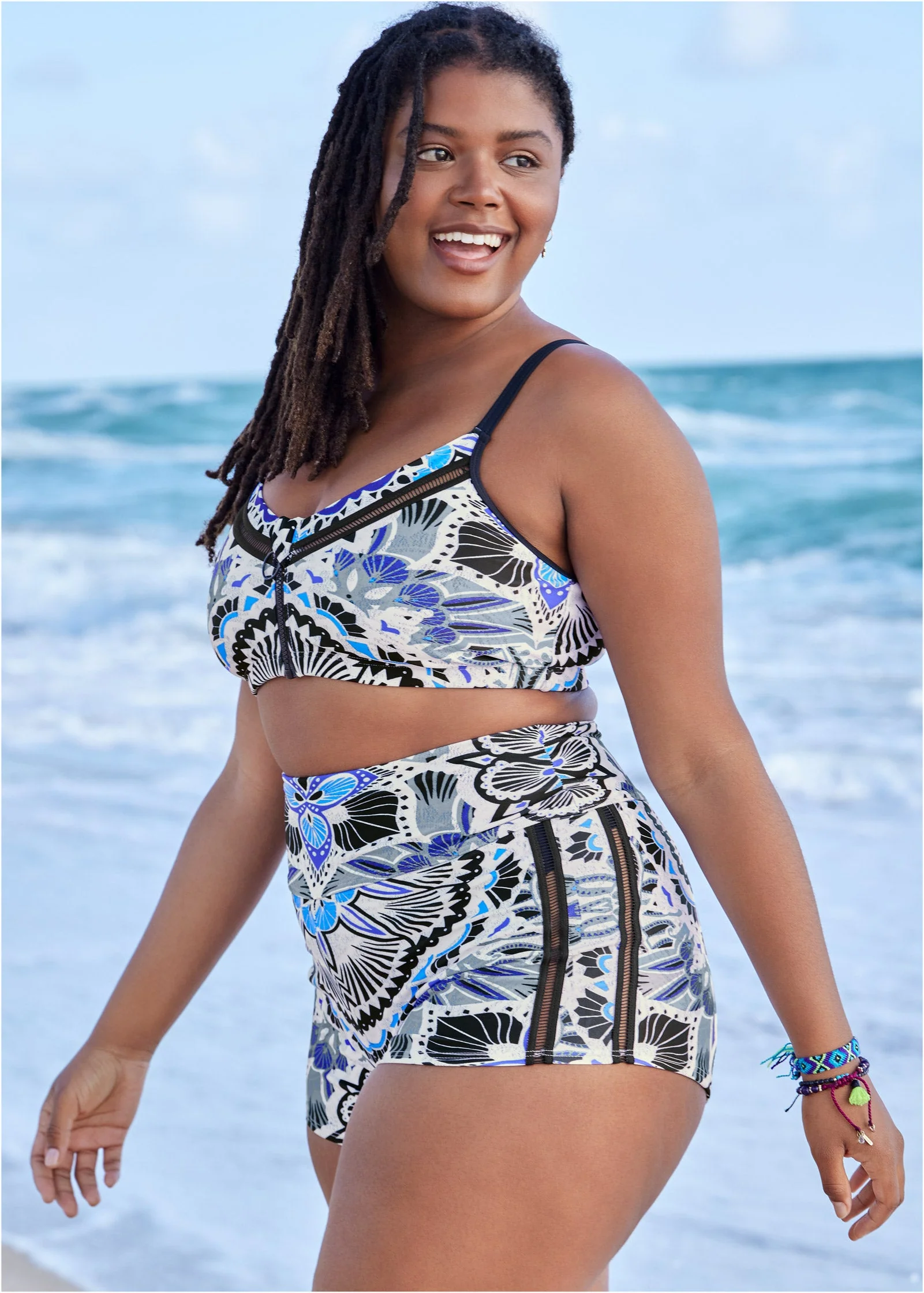 Clairette Zip-Up Swim Top - Calypso Bloom - Image 4