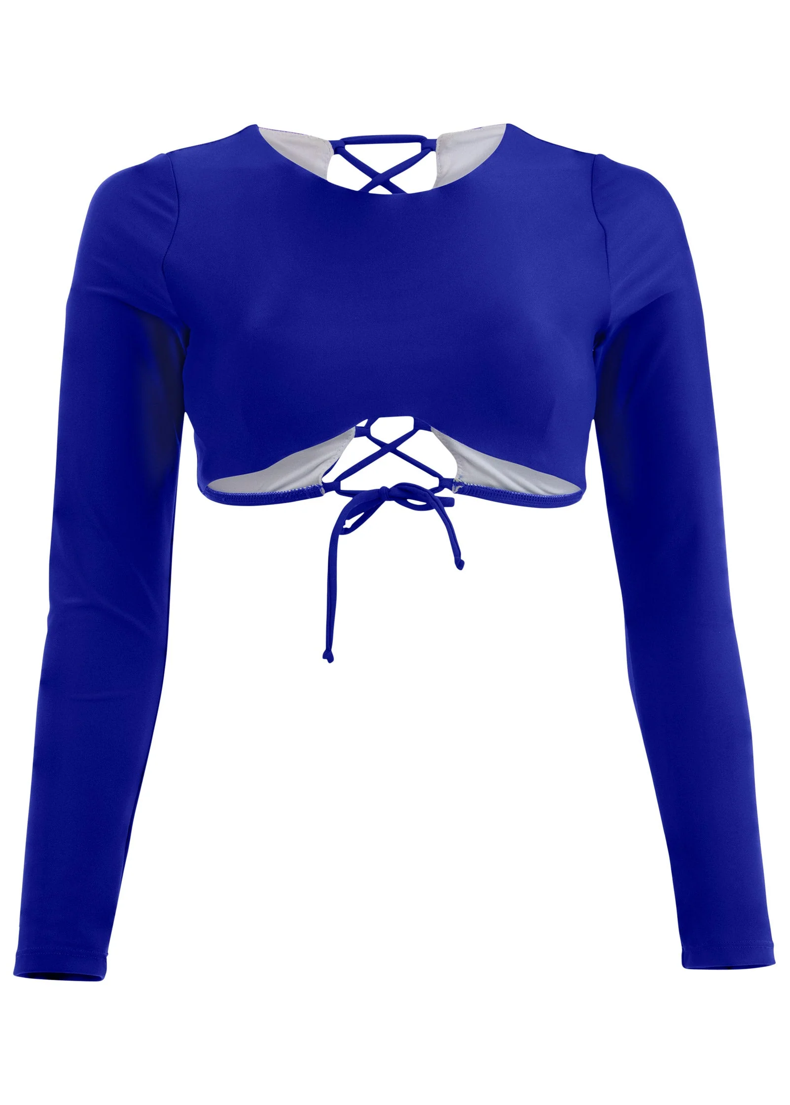 Lace-Up Rash Guard Top - Cobalt Blue - Image 4