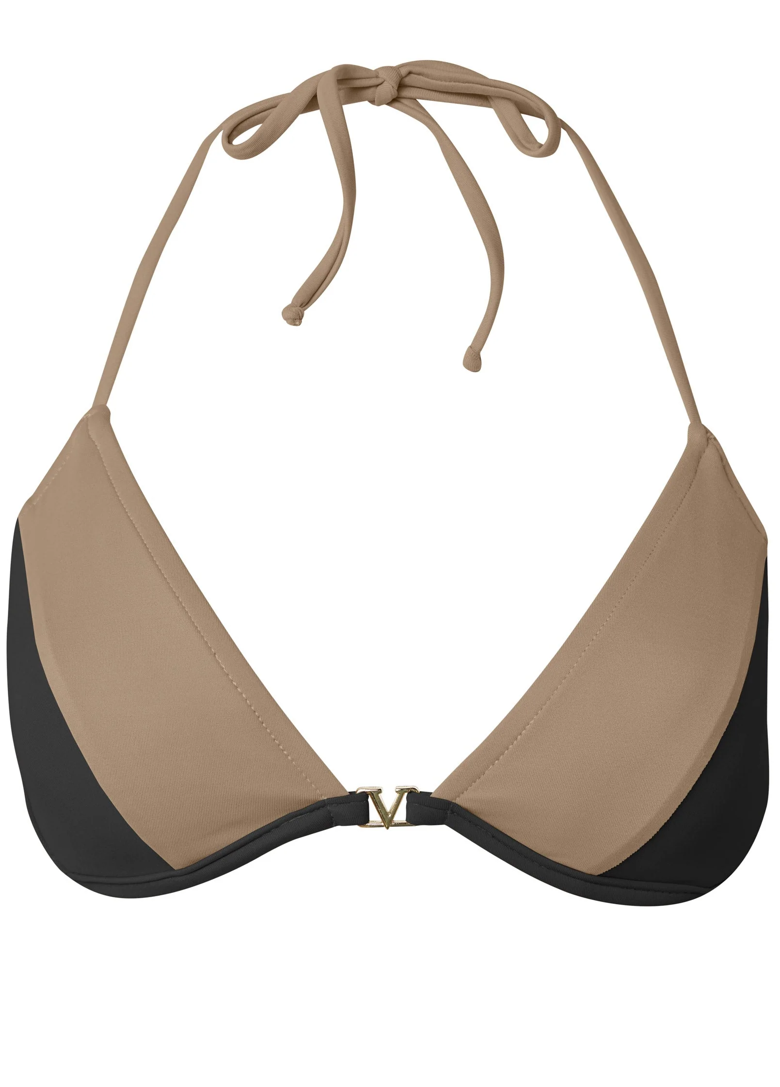 Underwire Triangle Top - Black & Sahara - Image 3
