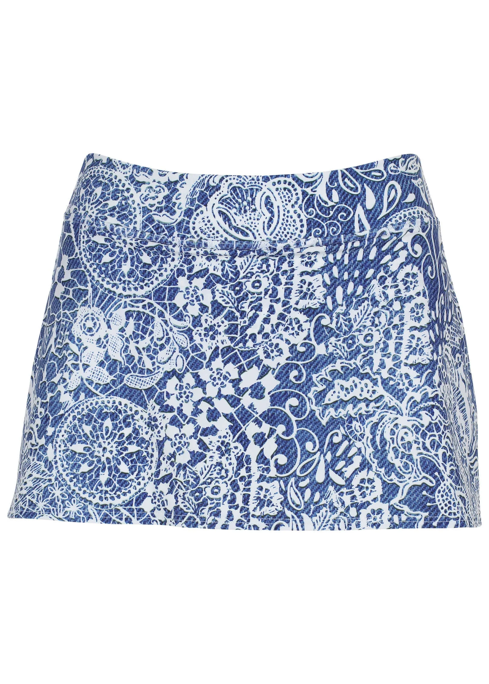 Aruba Swim Bikini Skirt - Denim Anglaise Paisley - Image 4