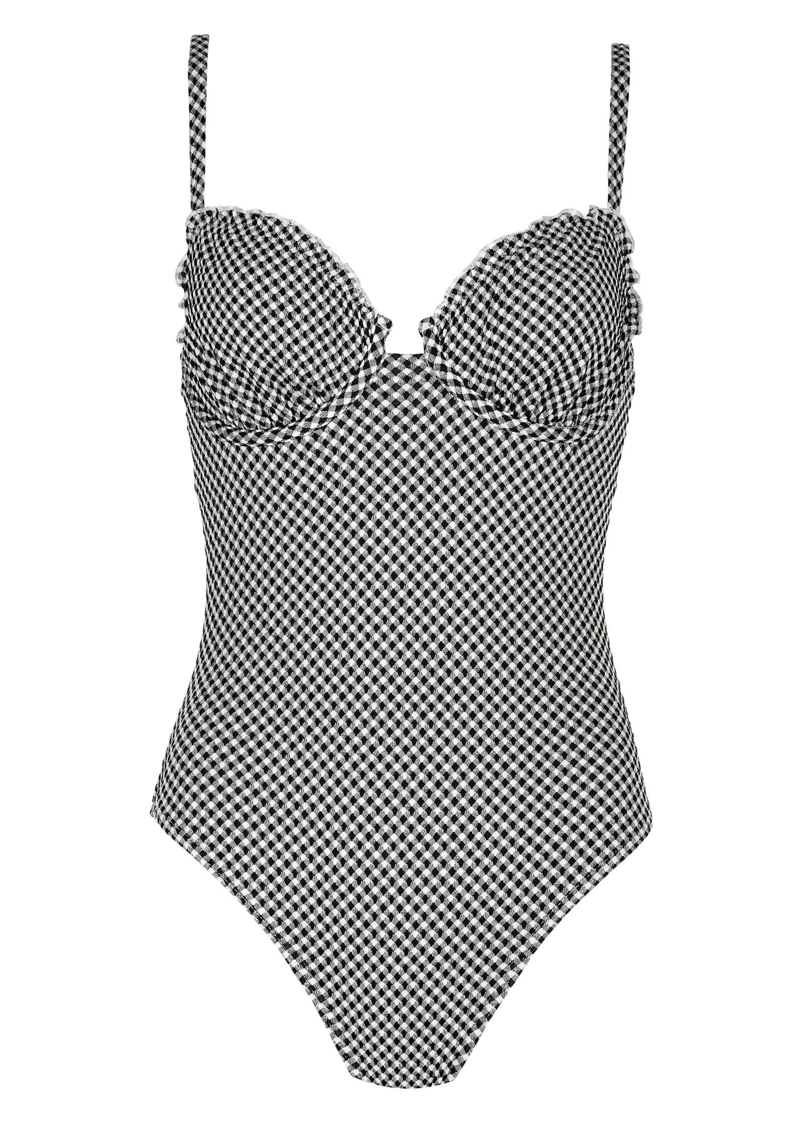 Gingham Bermuda Swimsuit - Black & White - Image 3