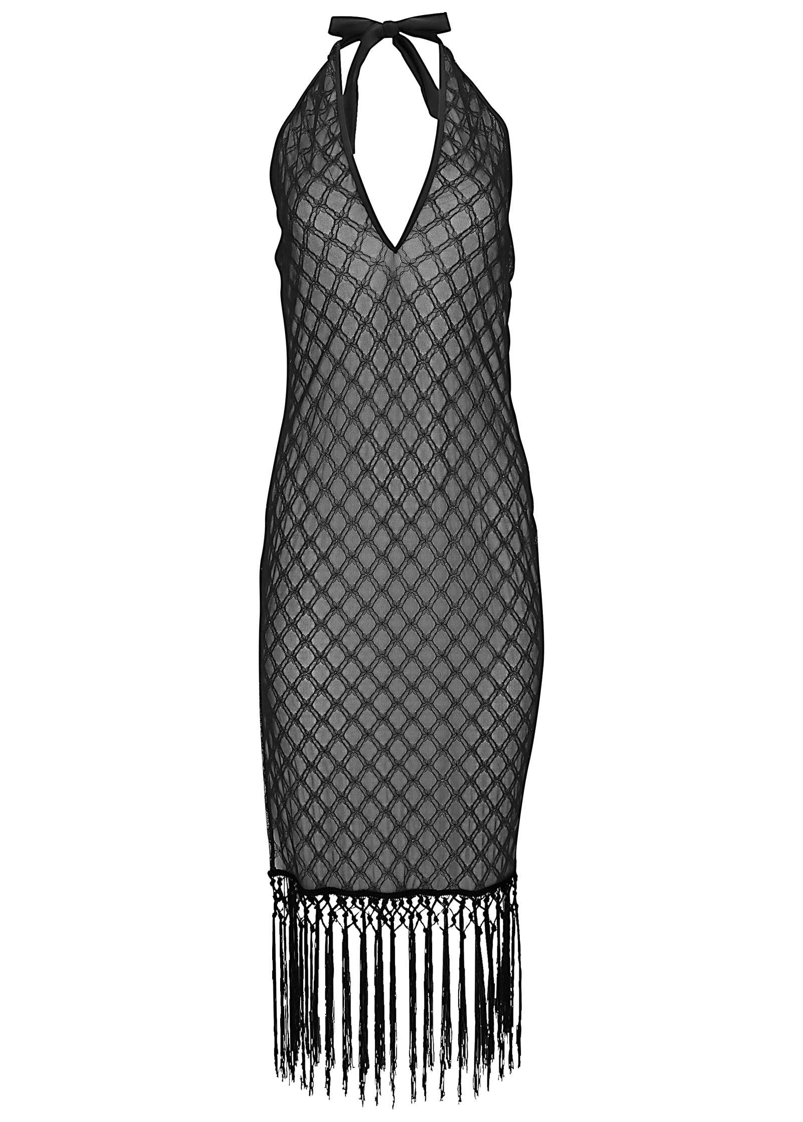 Deep V Mesh Cover-Up - Jet Black - Image 4