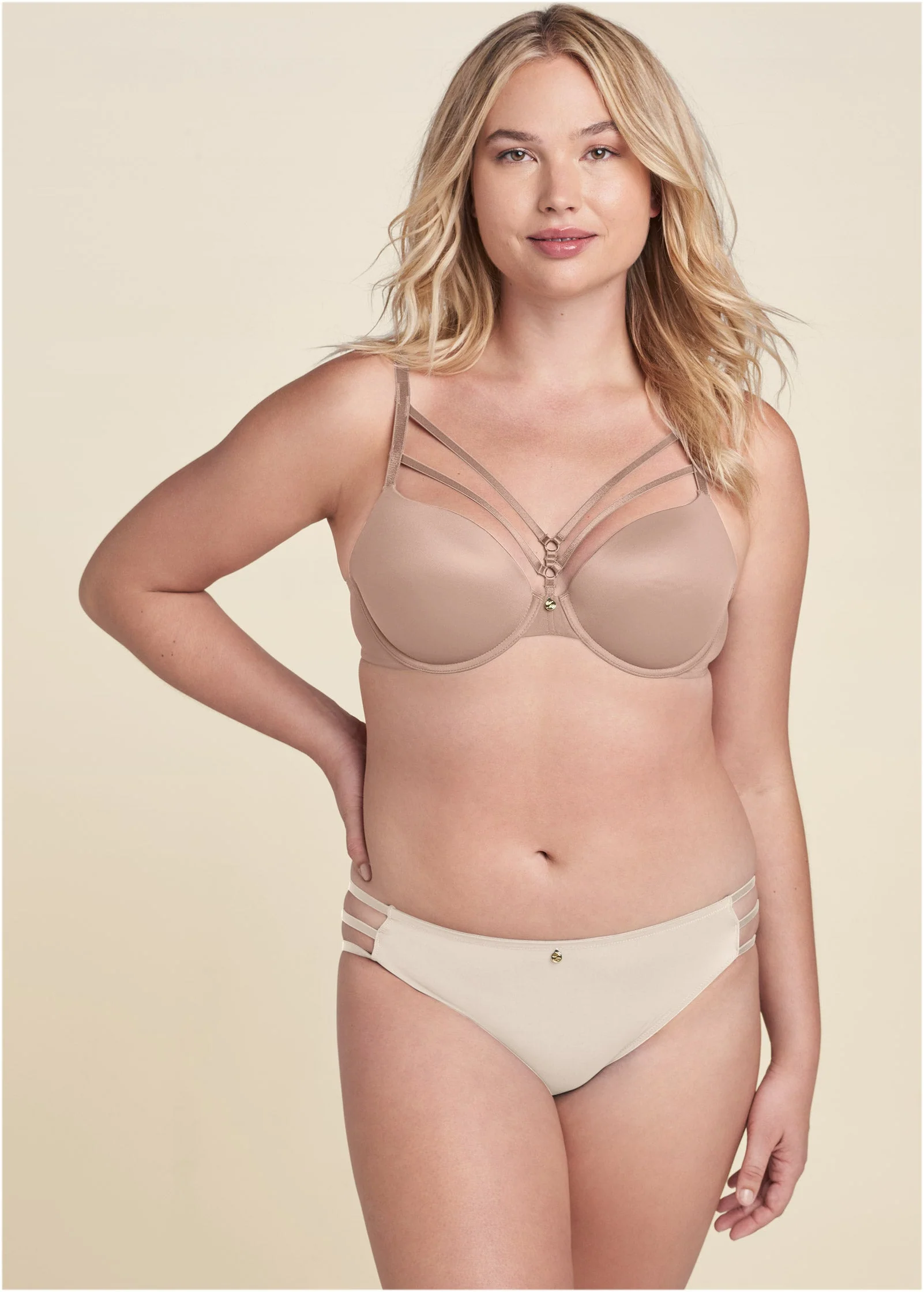 Pearl By VENUS® Strappy Plunge Bra - Sonoran Sand - Image 9