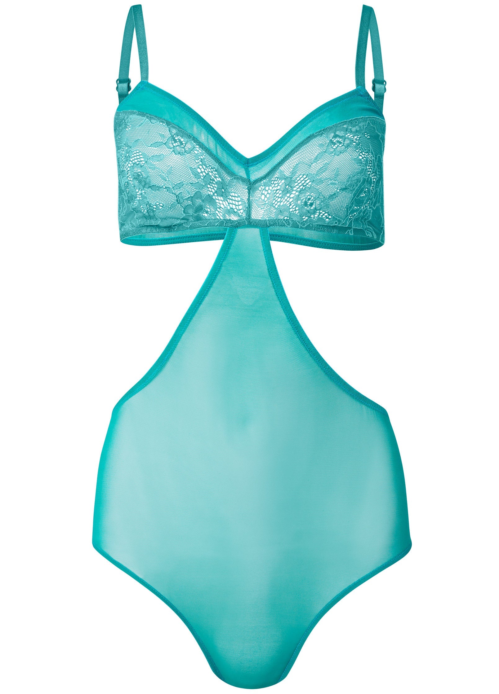Lace Cutout Teddy - Teal - Image 5