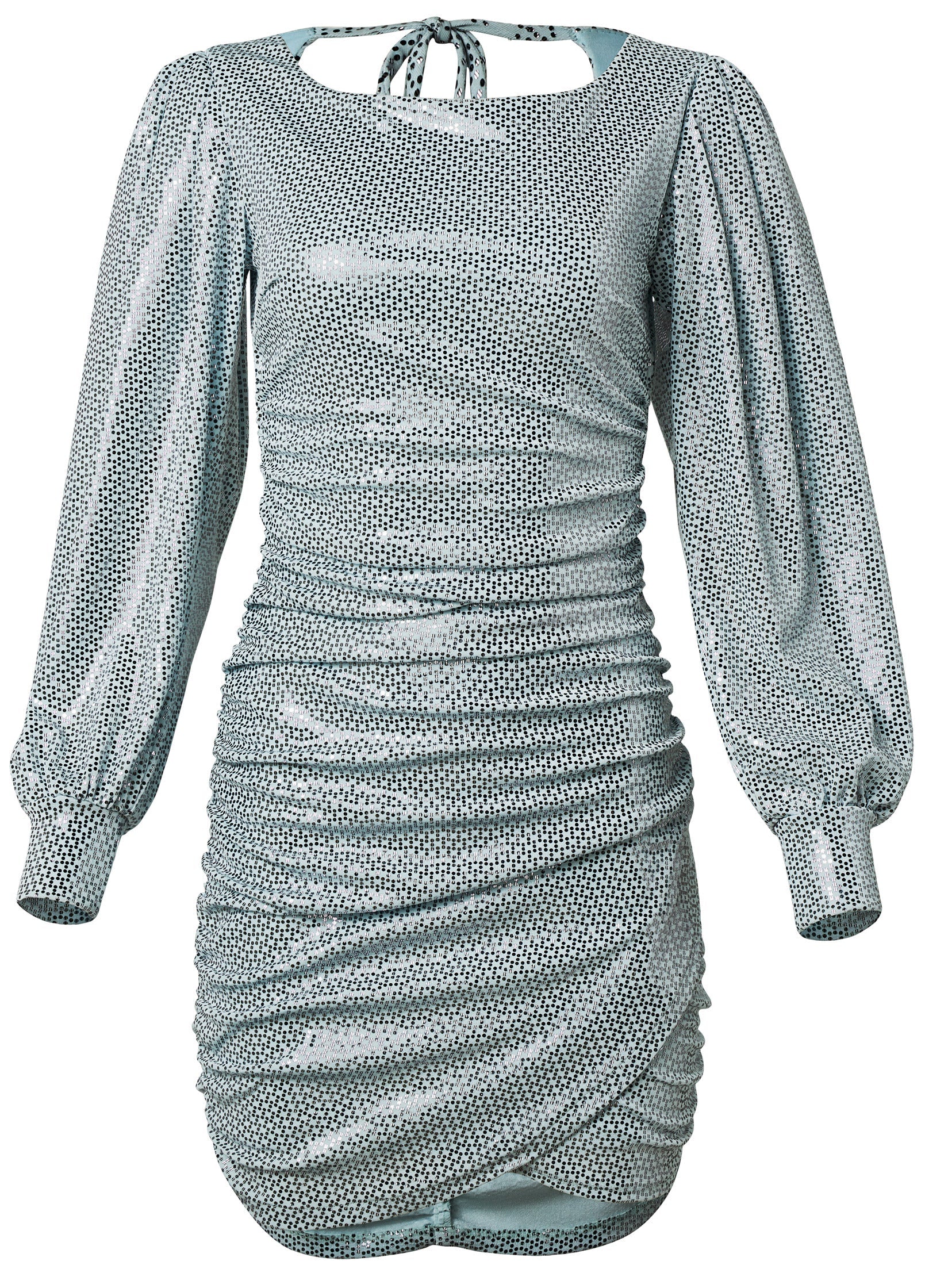 Open-Back Shimmer Dress - Blue Metallic - Image 6