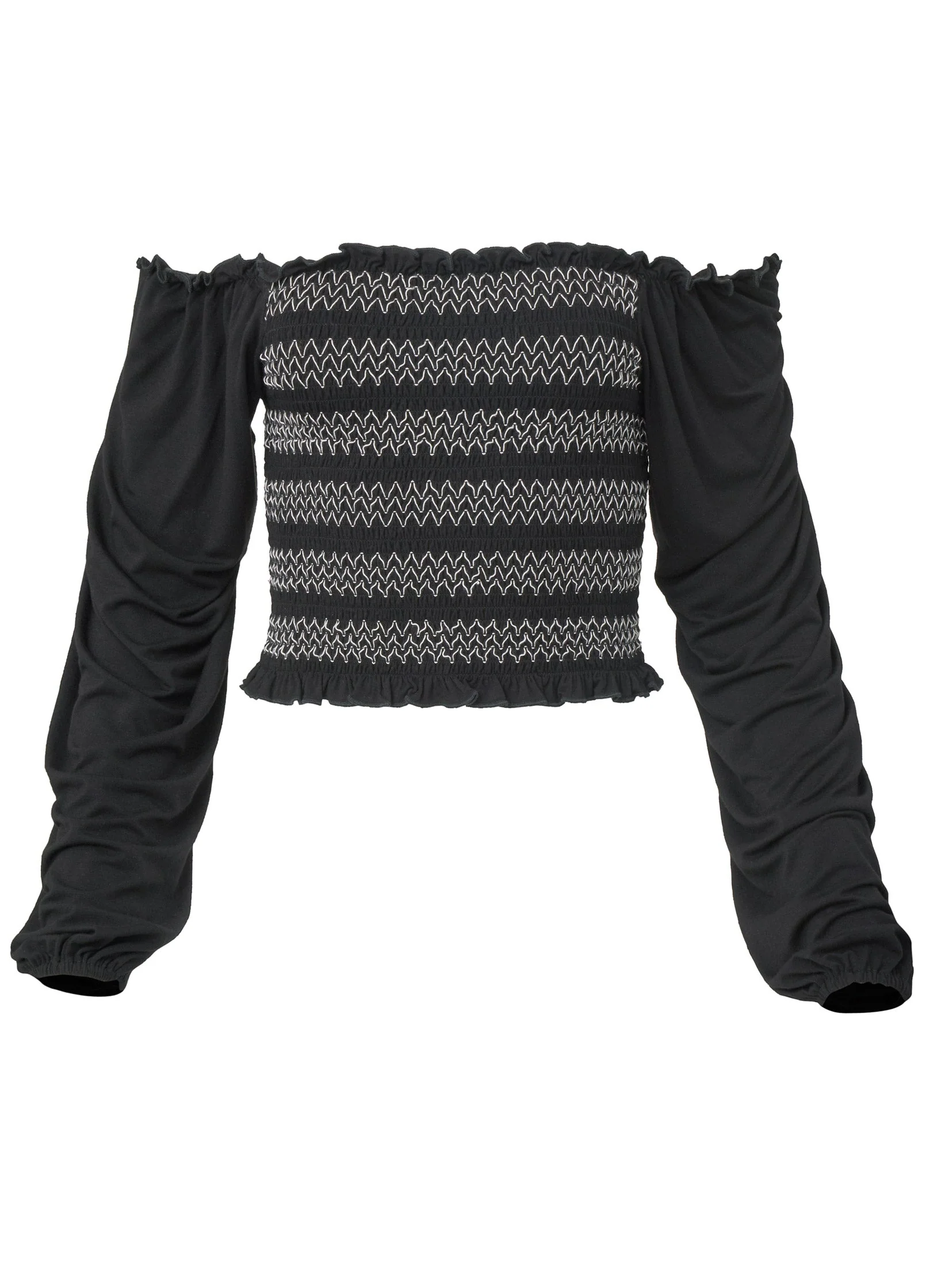 Off-The-Shoulder Smock Top - Jet Black - Image 4