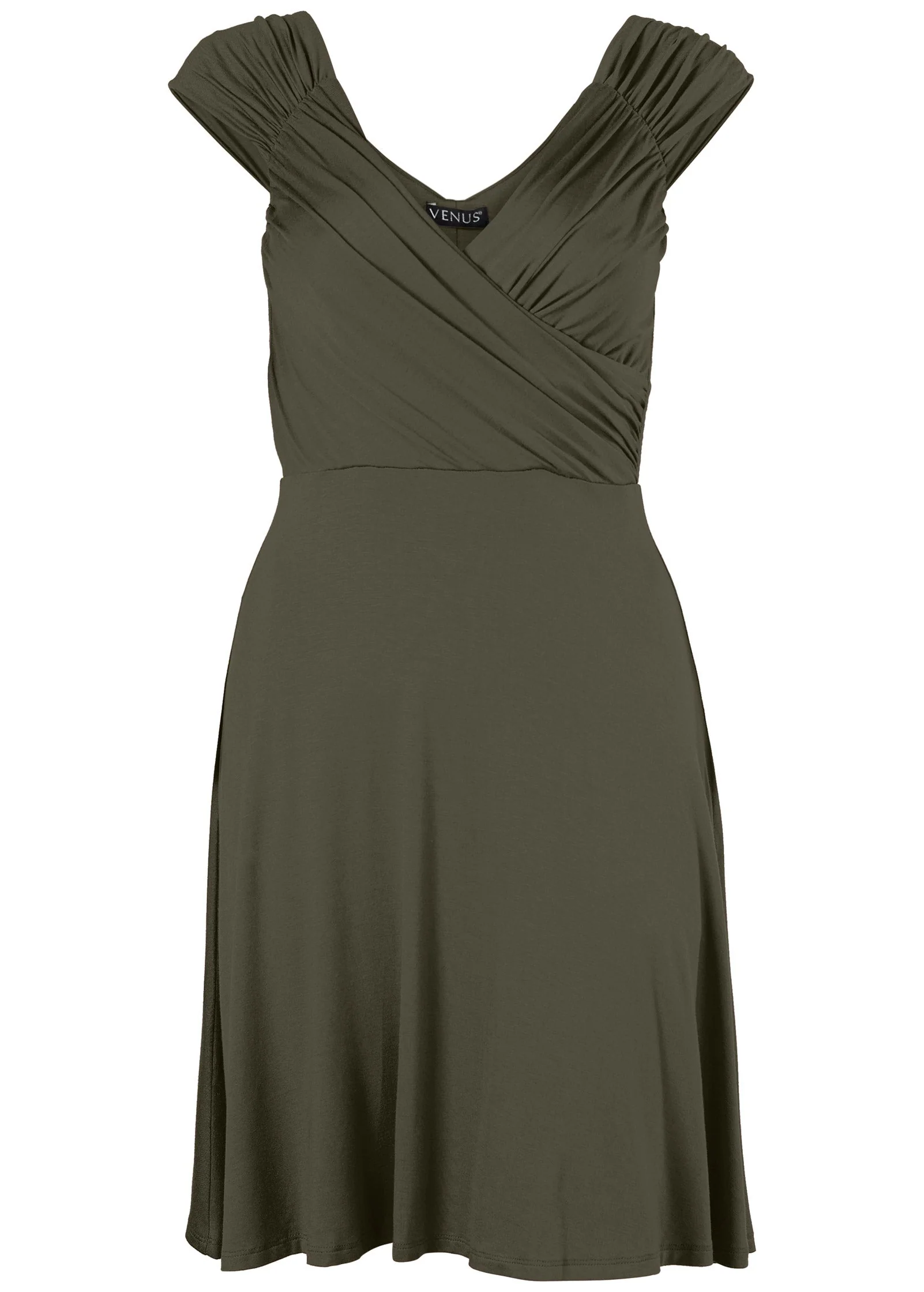 Draped Front Dress - Olive - Image 4