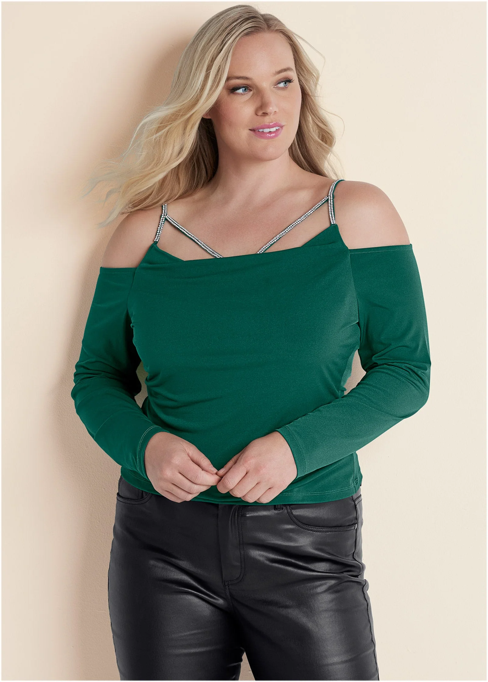 Embellished Strappy Top - Green - Image 8