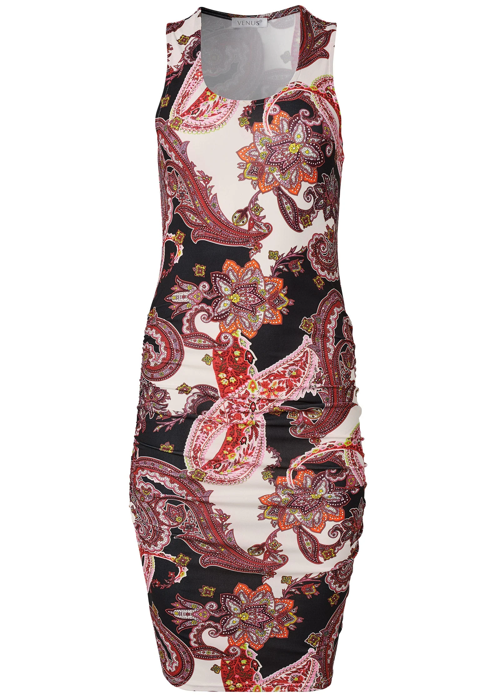 Ruched Print Tank Dress - Brown Multi - Image 5