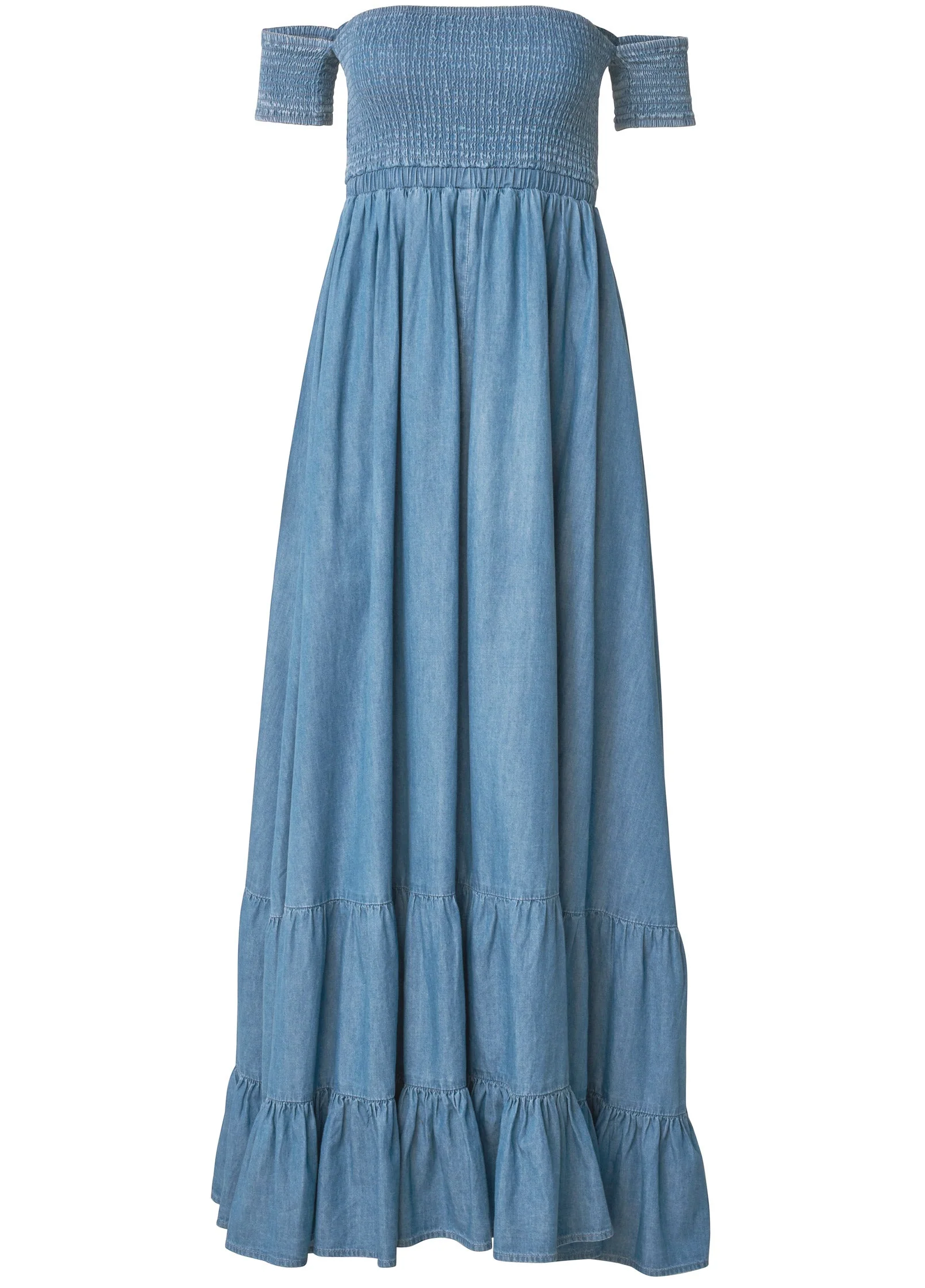 Off-The-Shoulder Maxi Dress - Medium Wash - Image 5