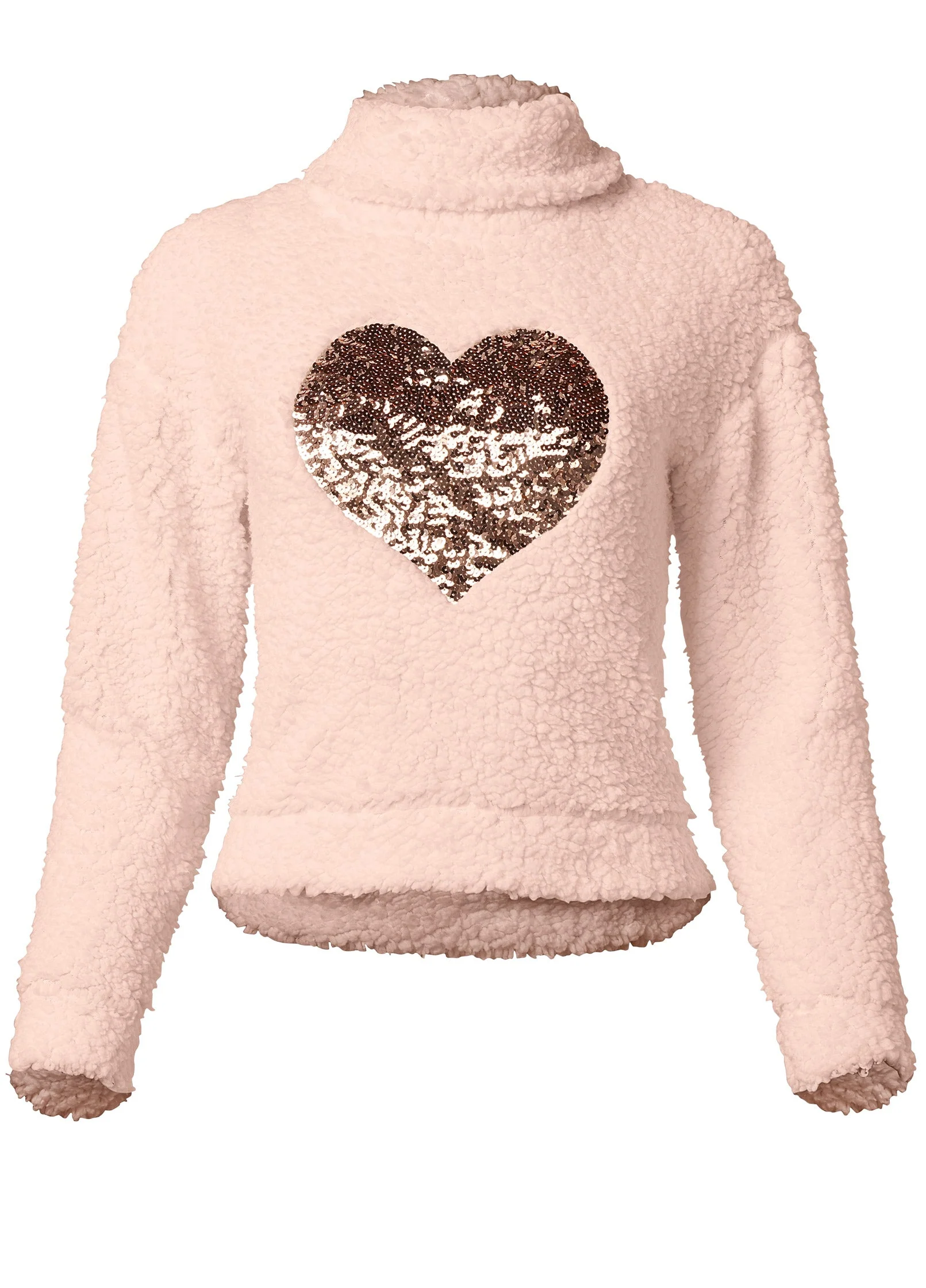 Heart Sherpa Sweatshirt - Peach Blush - Image 4