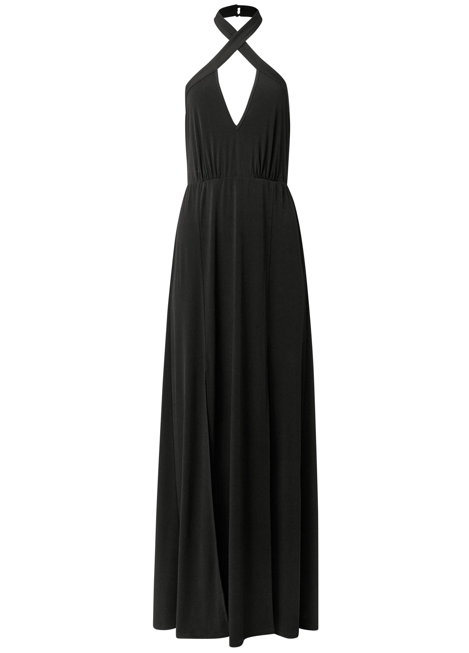 Cross Neck Halter Dress - Black - Image 5