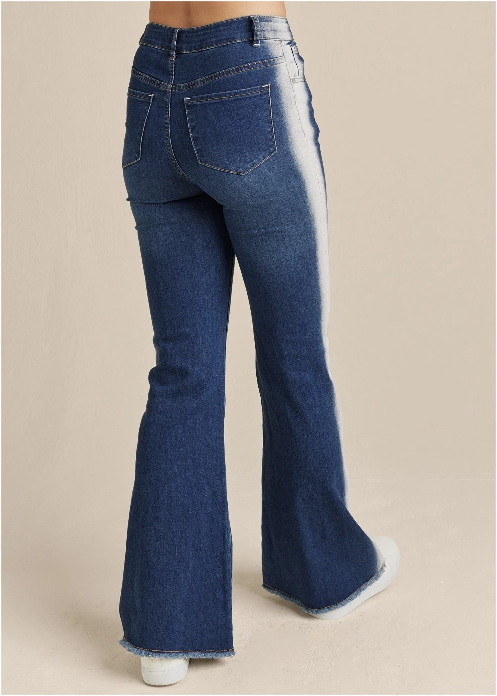 Side Stripe Flare Leg Jeans - Denim Multi - Image 3