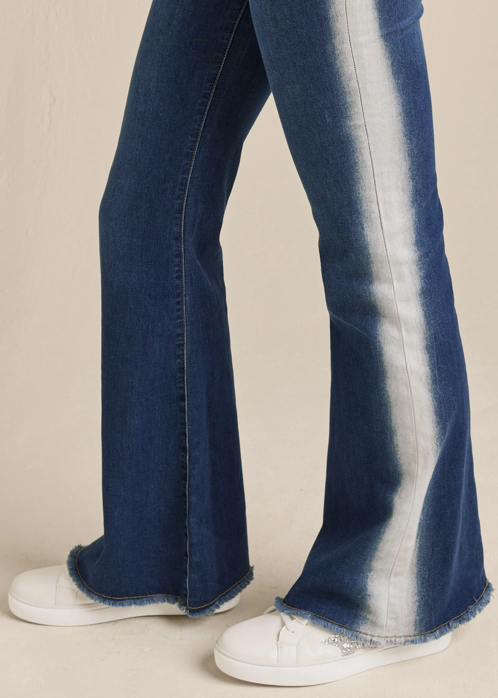 Side Stripe Flare Leg Jeans - Denim Multi - Image 6