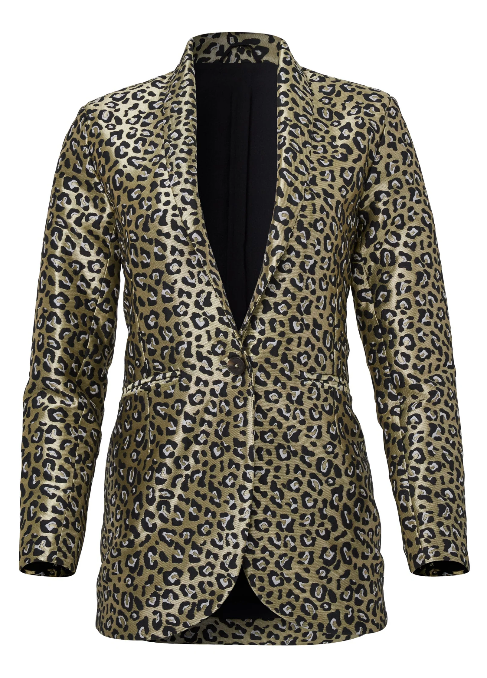 Leopard Jacquard Blazer - Black & Gold - Image 7