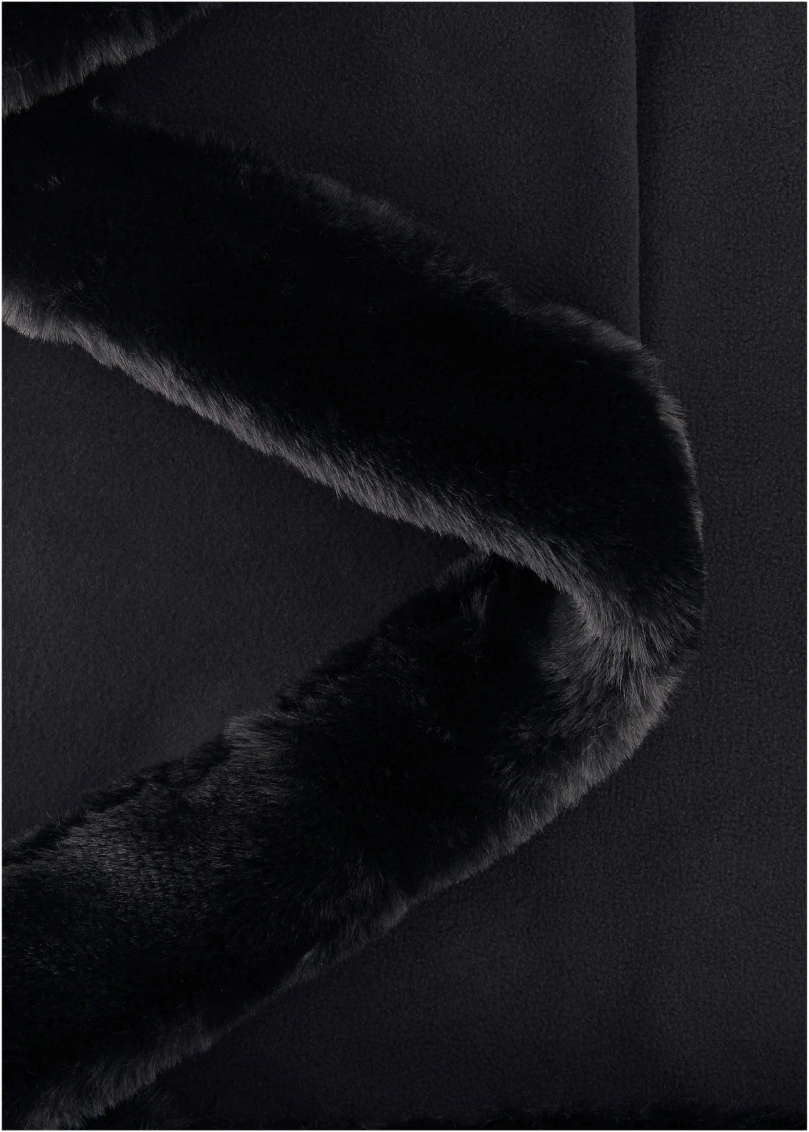 Fur Trim Wrap Shawl - Black - Image 5