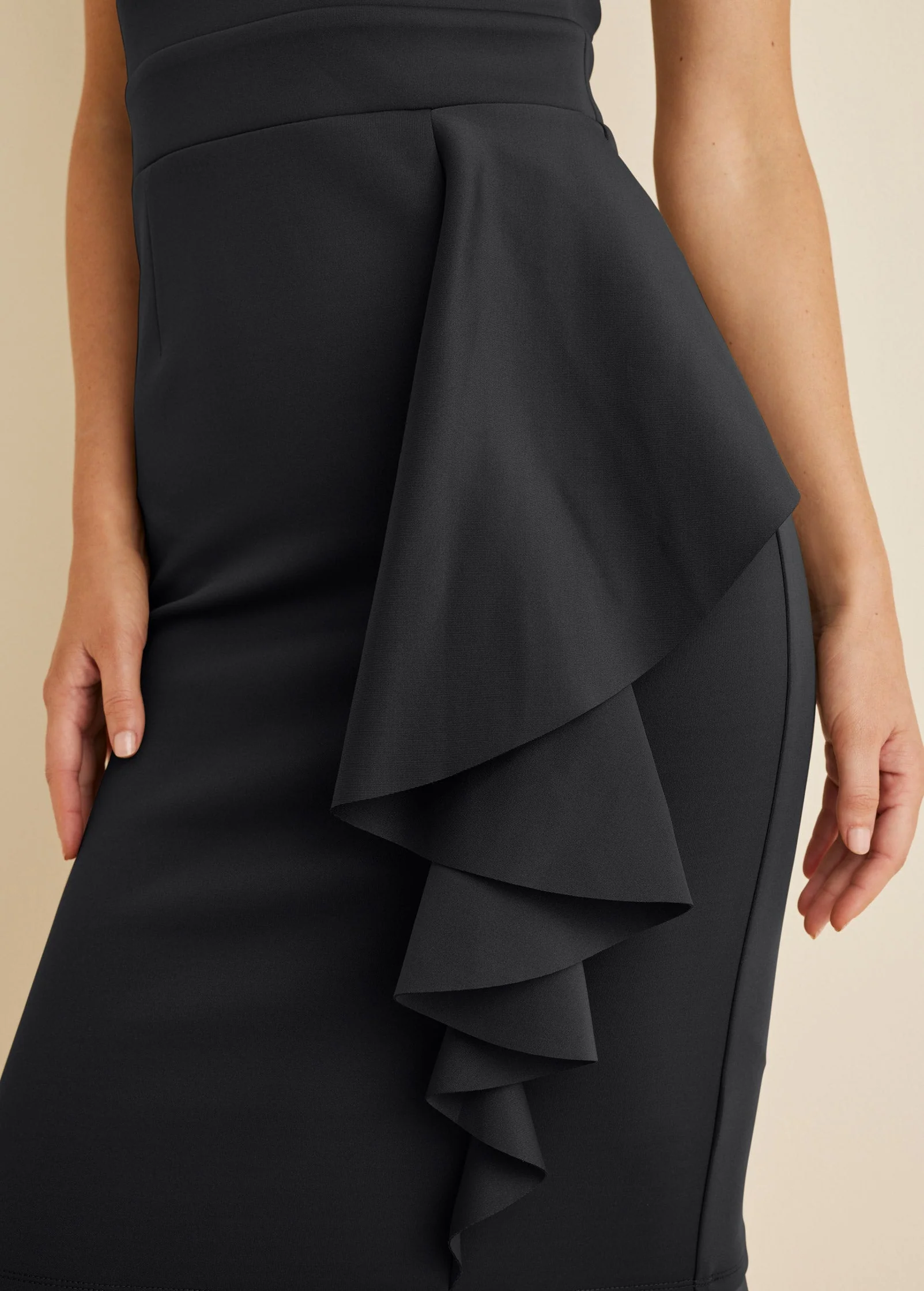 Cutout Ruffle Dress - Black - Image 4