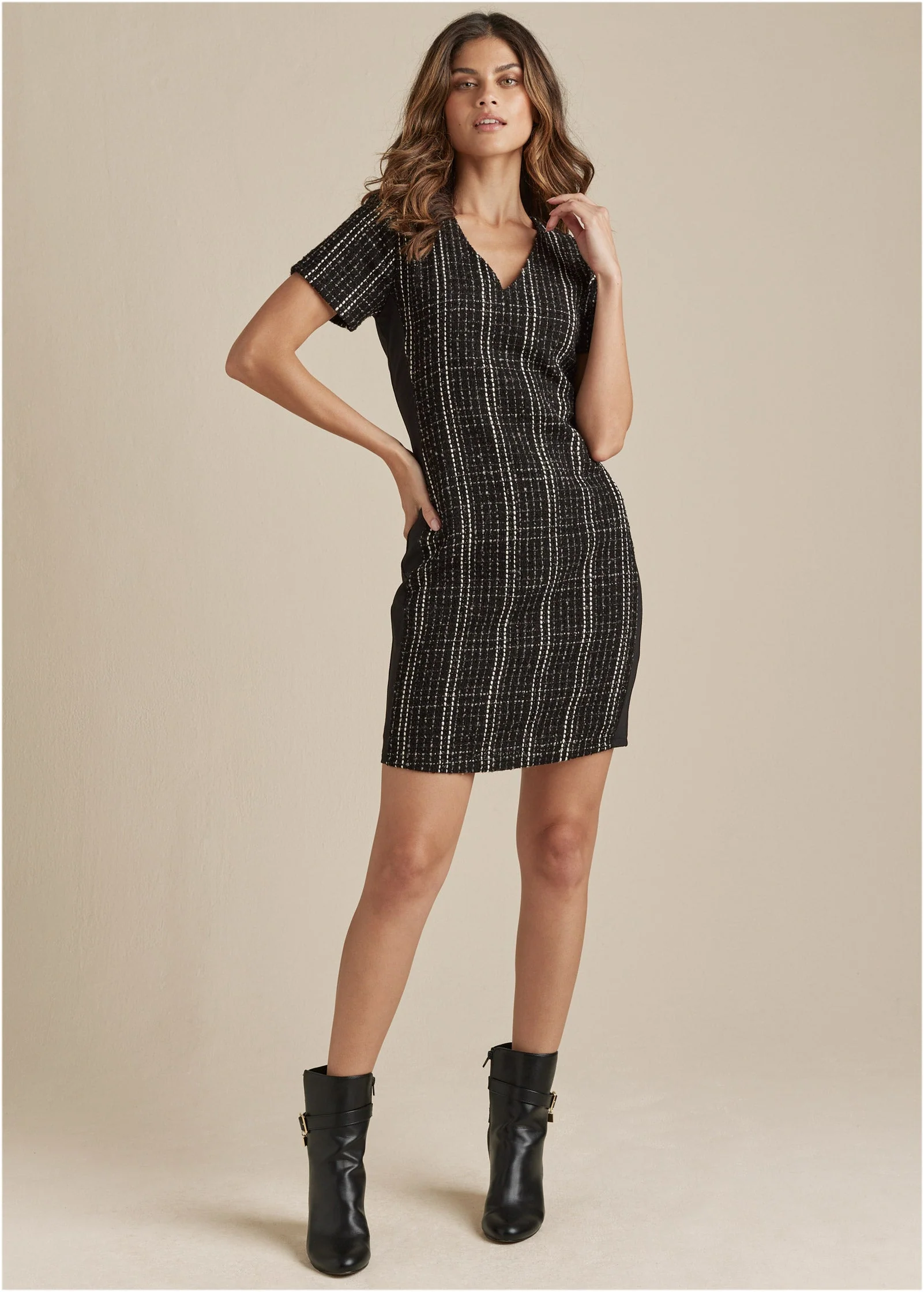 Tweed Mini Dress - Black Multi - Image 2