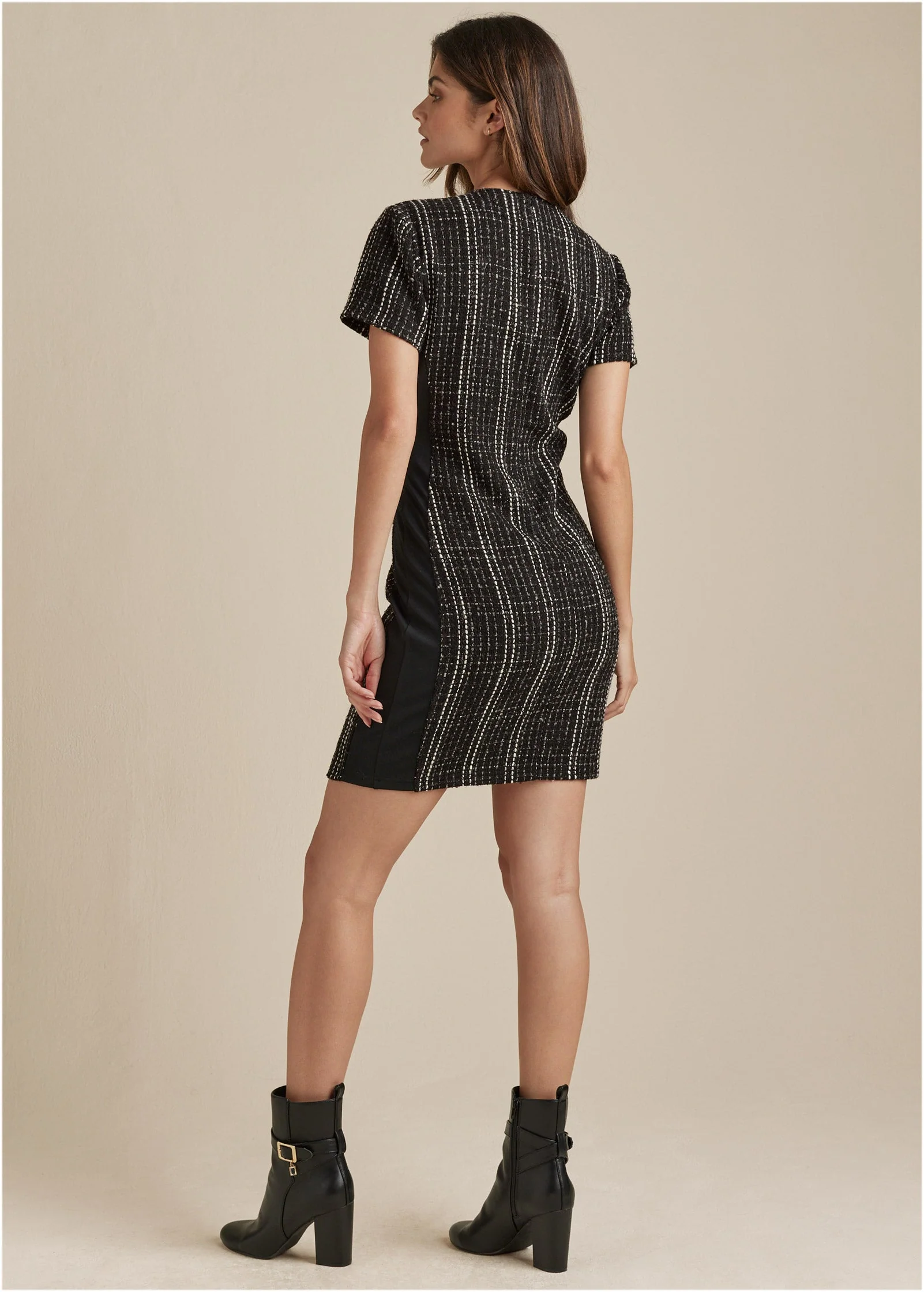 Tweed Mini Dress - Black Multi - Image 3