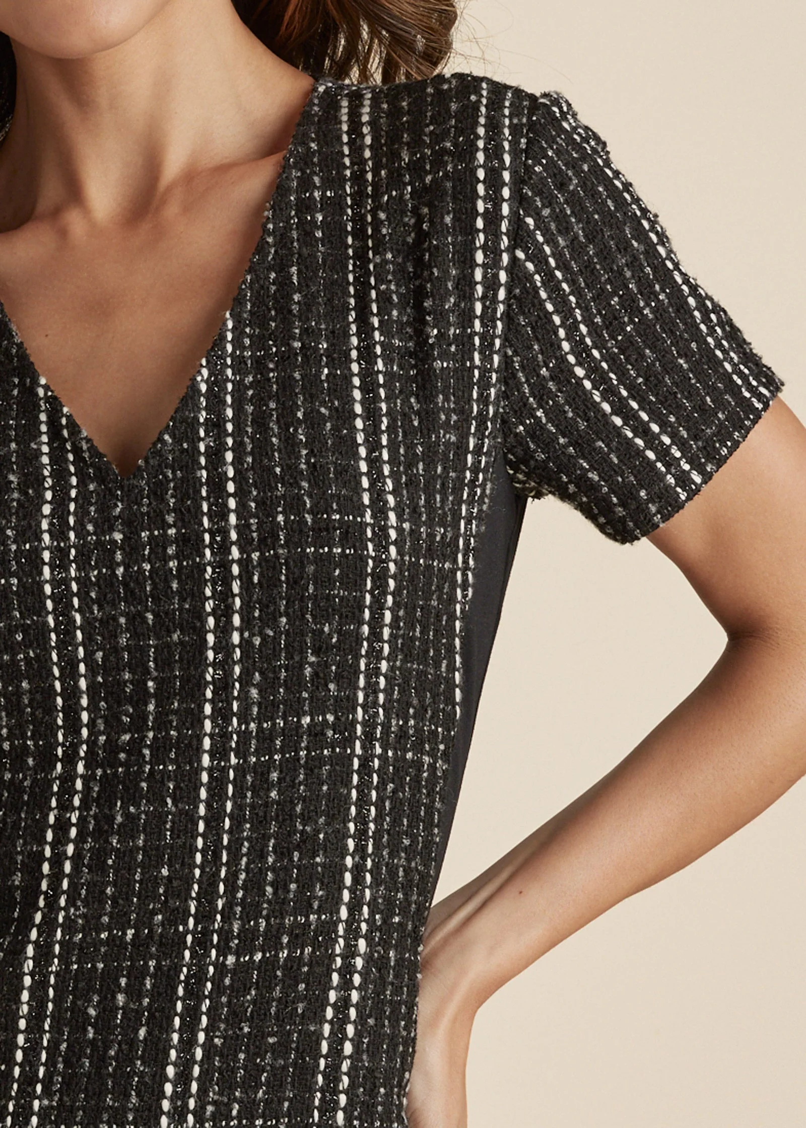 Tweed Mini Dress - Black Multi - Image 4
