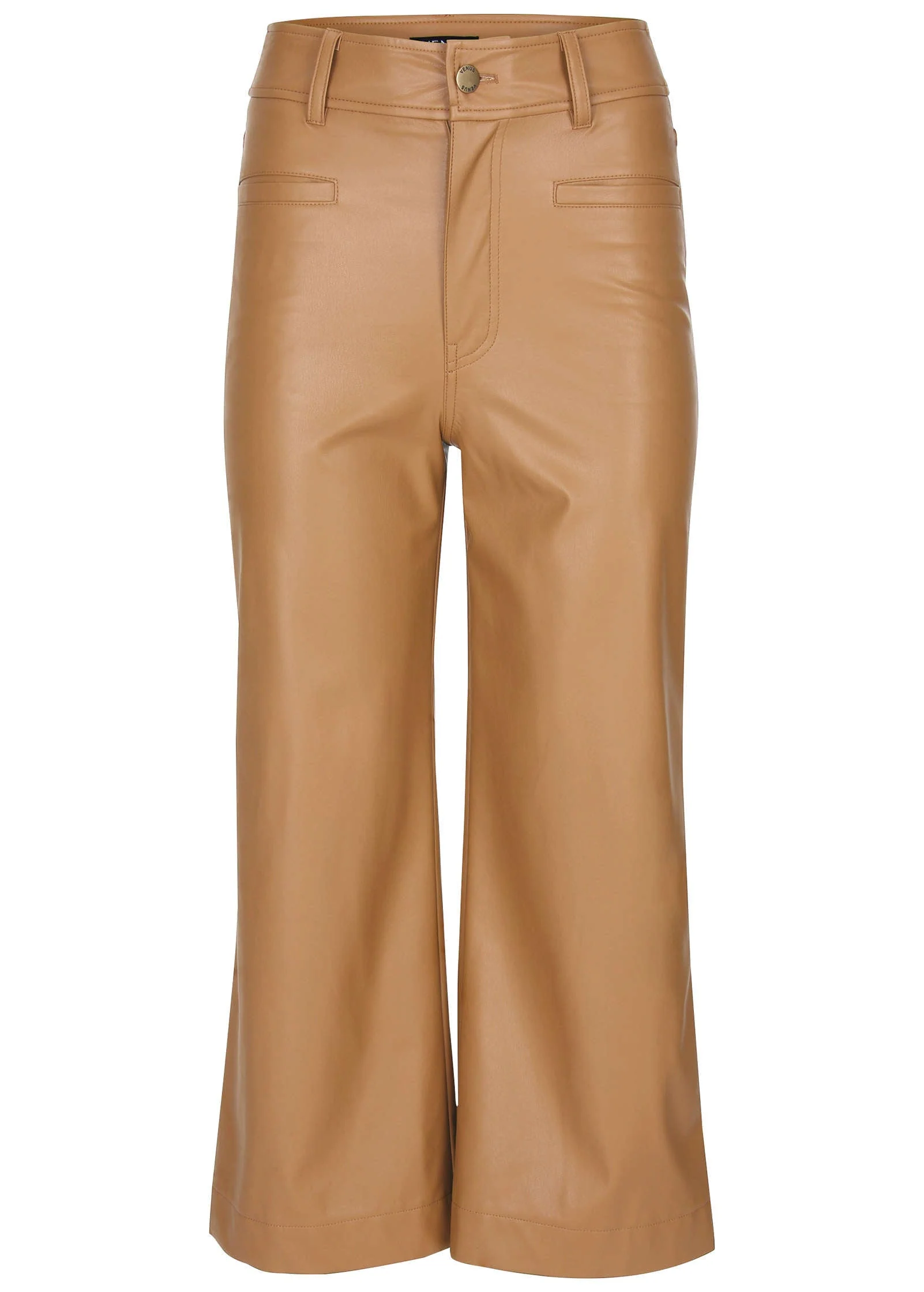 Wide Leg Faux-Leather Pants - Tobacco Brown - Image 6