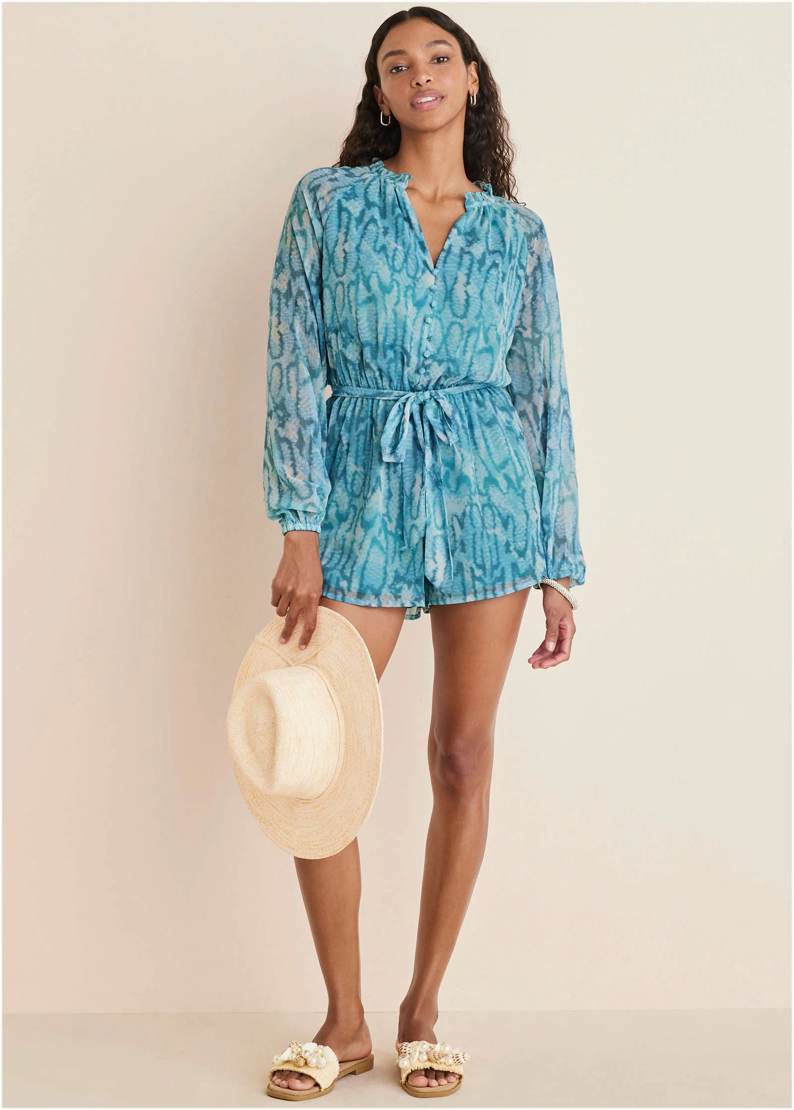 Crinkle Chiffon Romper - Water Snake - Image 5