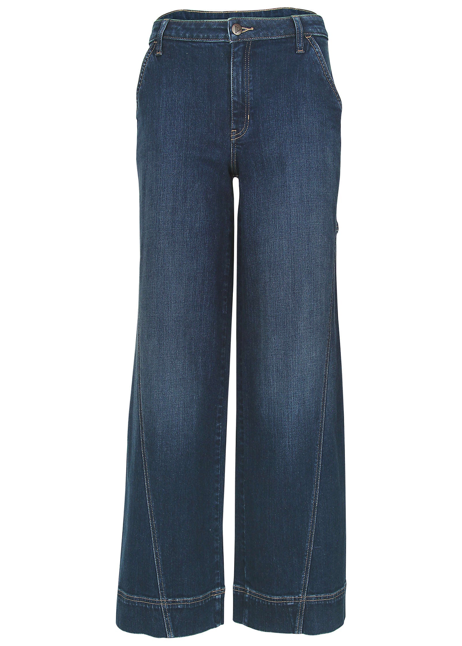Wide Leg Denim Trousers - Dark Wash - Image 5