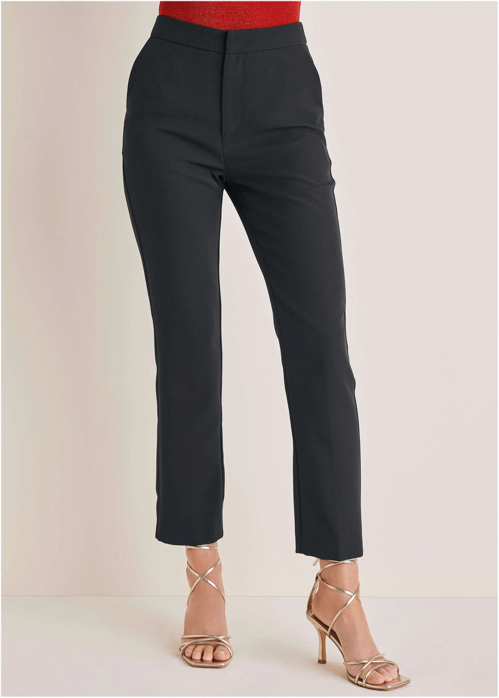Straight Leg Suiting Pants - Jet Black - Image 3