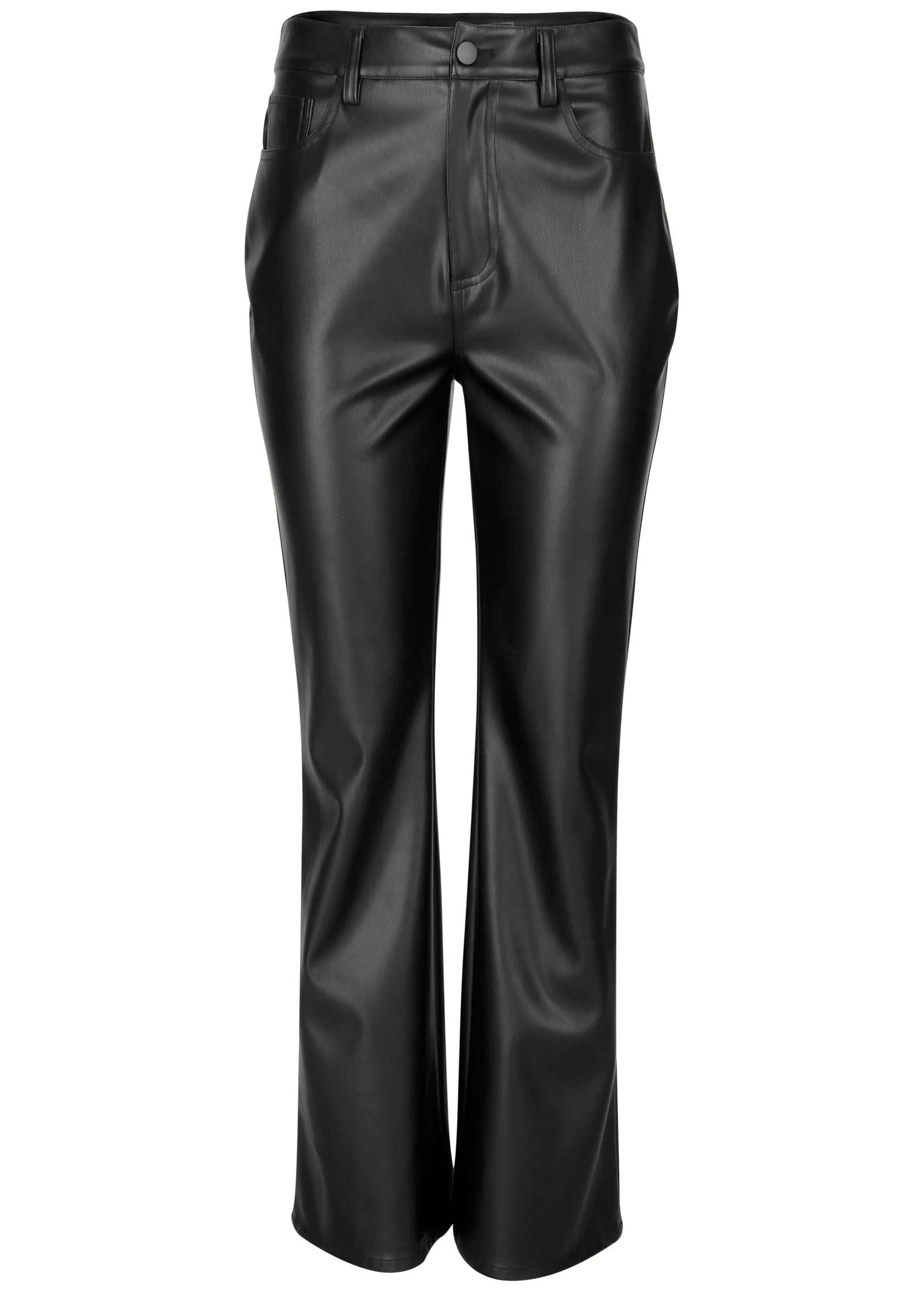 Faux Leather Bootcut Pants - Jet Black - Image 6
