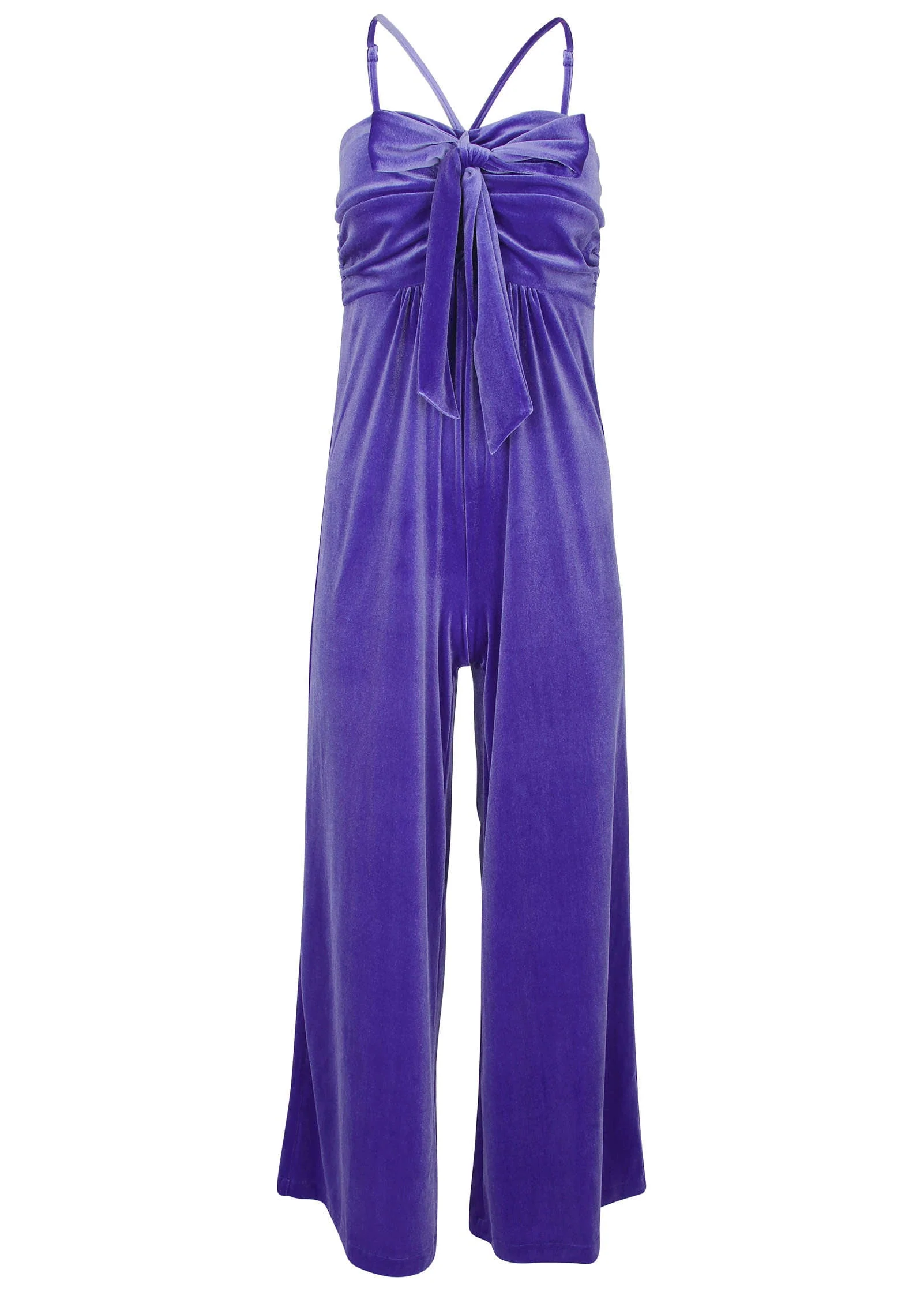 Stretch Velvet Halter Jumpsuit - Deep Blue - Image 4