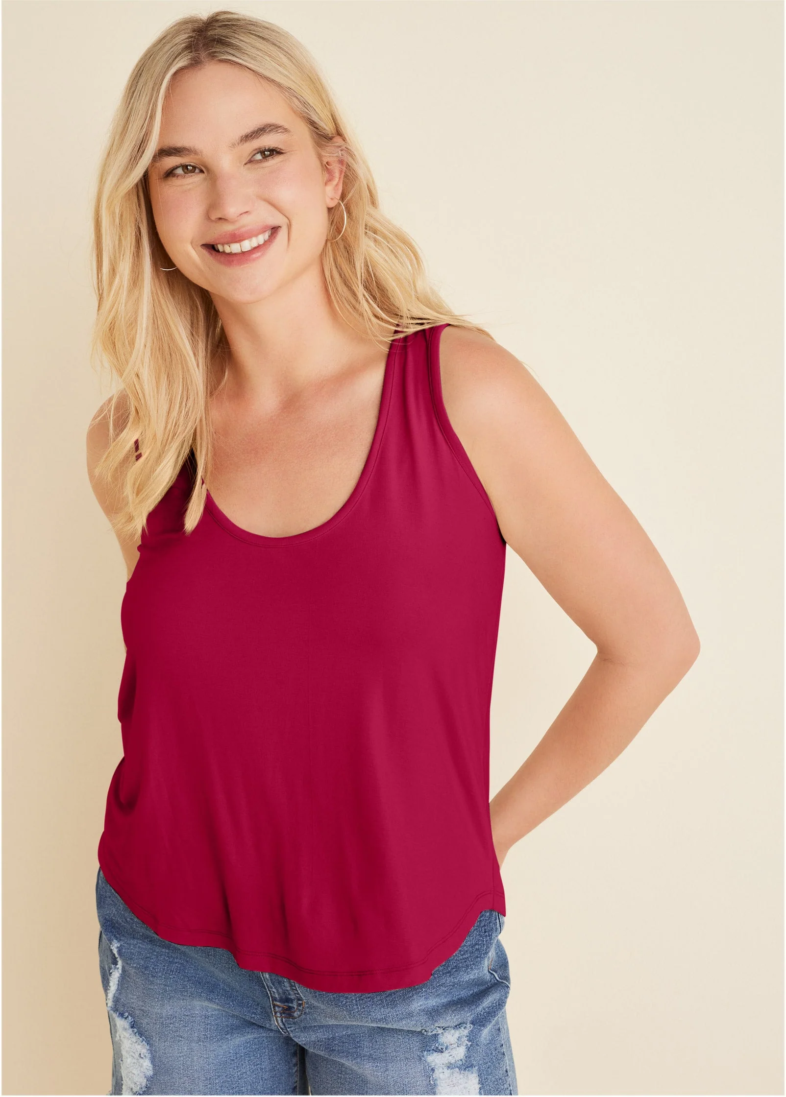 Scoop Neck Tank - Red - Image 6