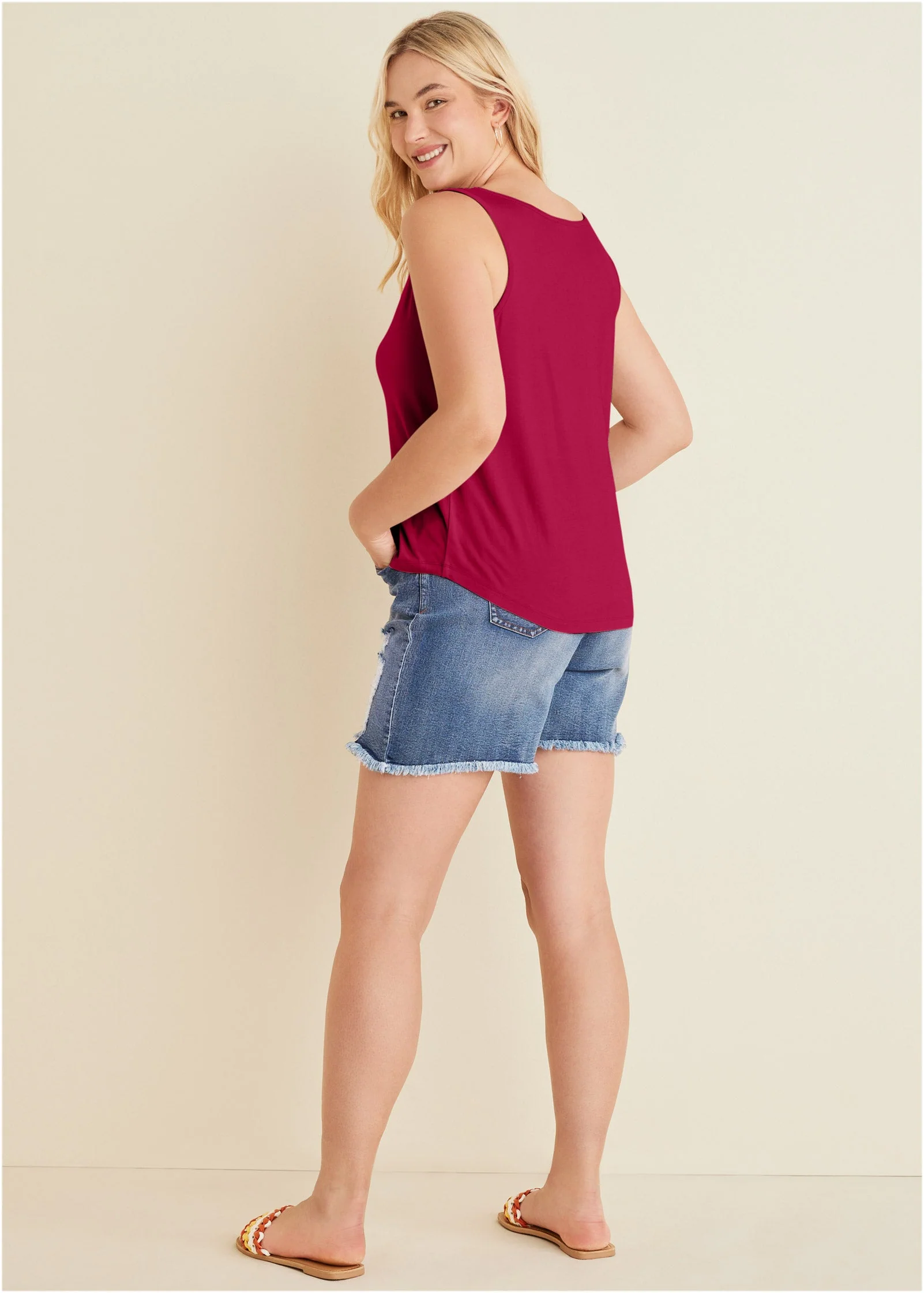 Scoop Neck Tank - Red - Image 7